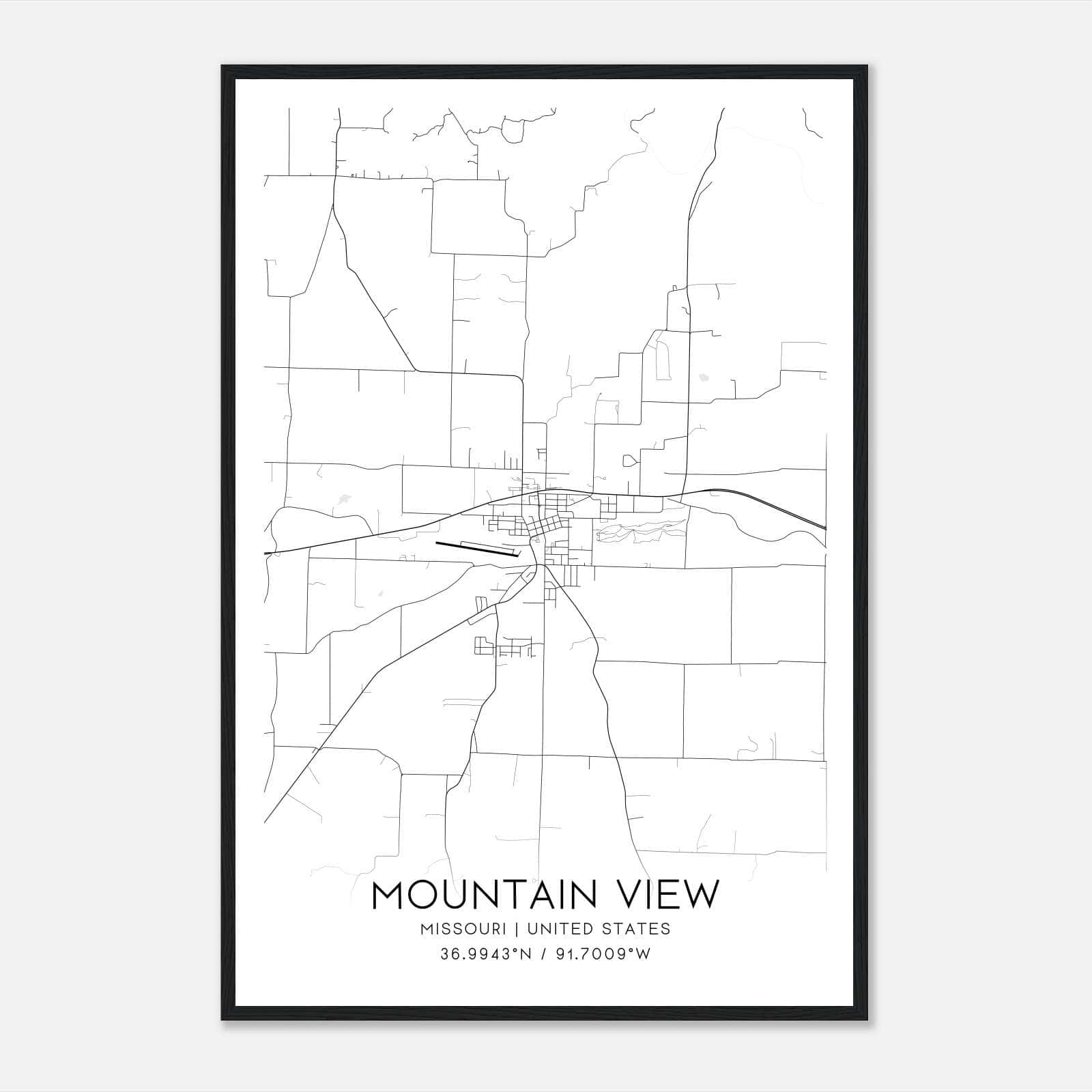 Mountain View Missouri Map Poster, Modern Home Decor Wall Art Print Mountain View Missouri Map Poster, Modern Home Decor Wall Art Print
