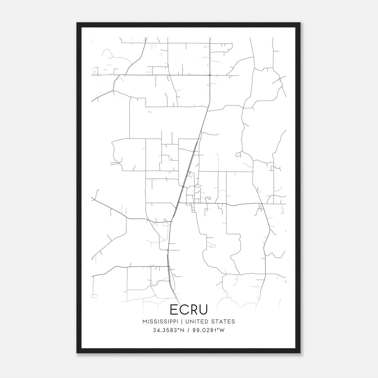Ecru Mississippi Map Poster, Modern Home Decor Wall Art Print Ecru Mississippi Map Poster, Modern Home Decor Wall Art Print