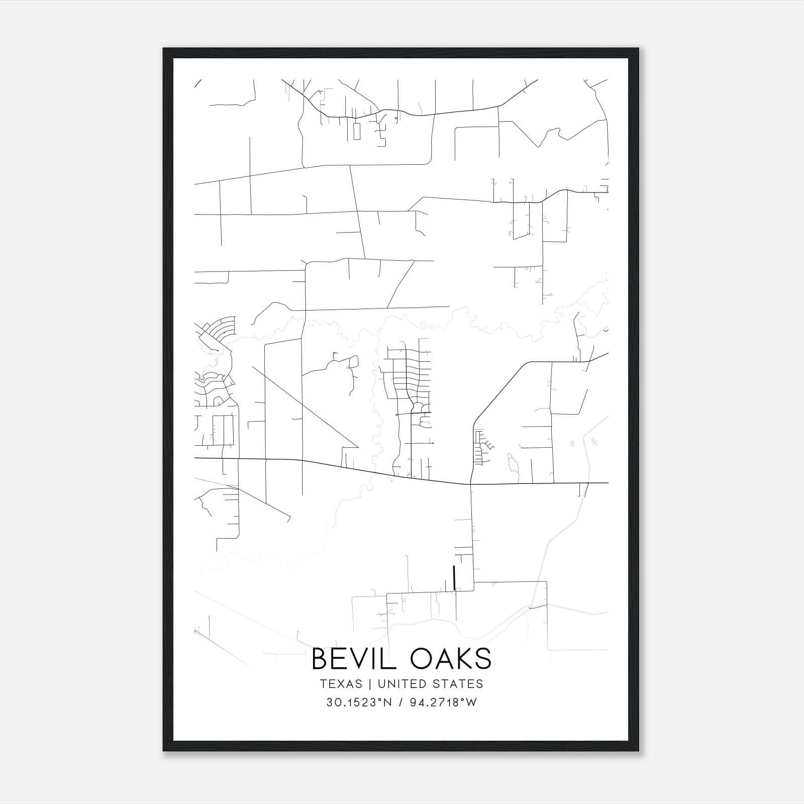 Bevil Oaks Texas Map Poster, Modern Home Decor Wall Art Print Bevil Oaks Texas Map Poster, Modern Home Decor Wall Art Print
