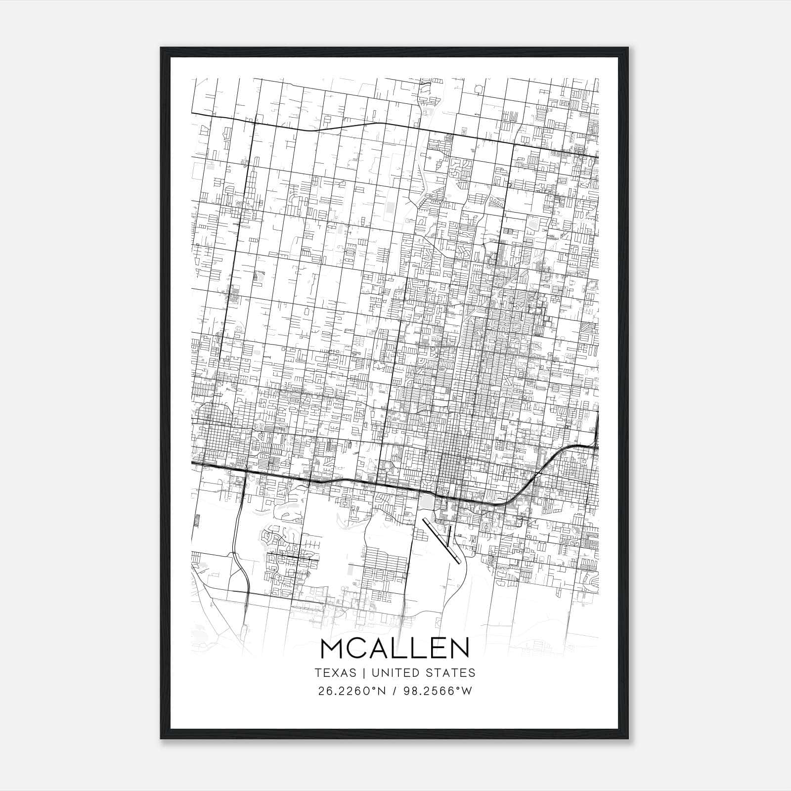 Mcallen Texas Map Poster, Modern Home Decor Wall Art Print Mcallen Texas Map Poster, Modern Home Decor Wall Art Print