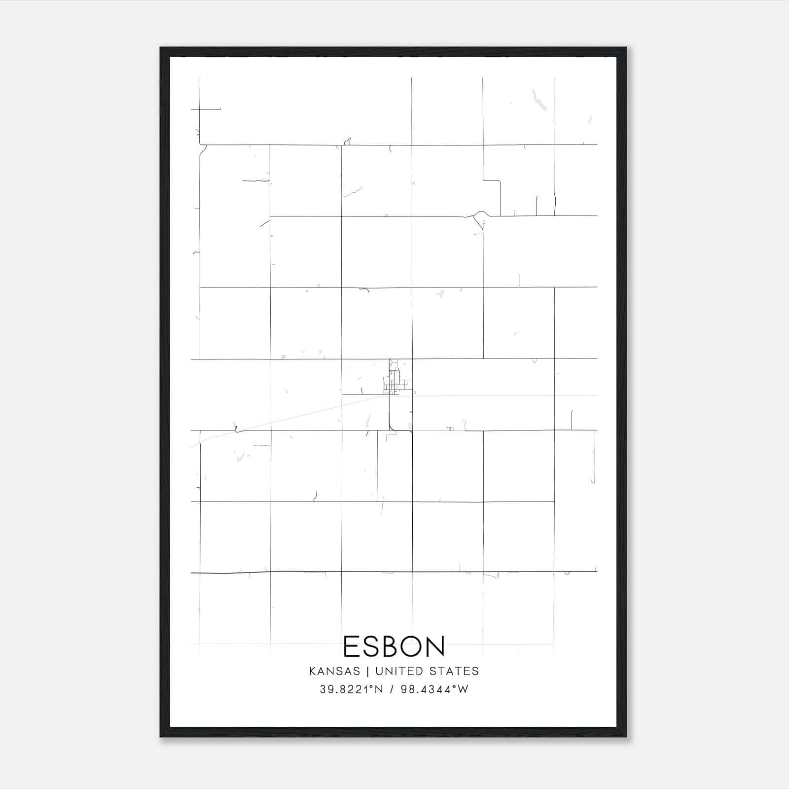 Esbon Kansas Map Poster, Modern Home Decor Wall Art Print Esbon Kansas Map Poster, Modern Home Decor Wall Art Print