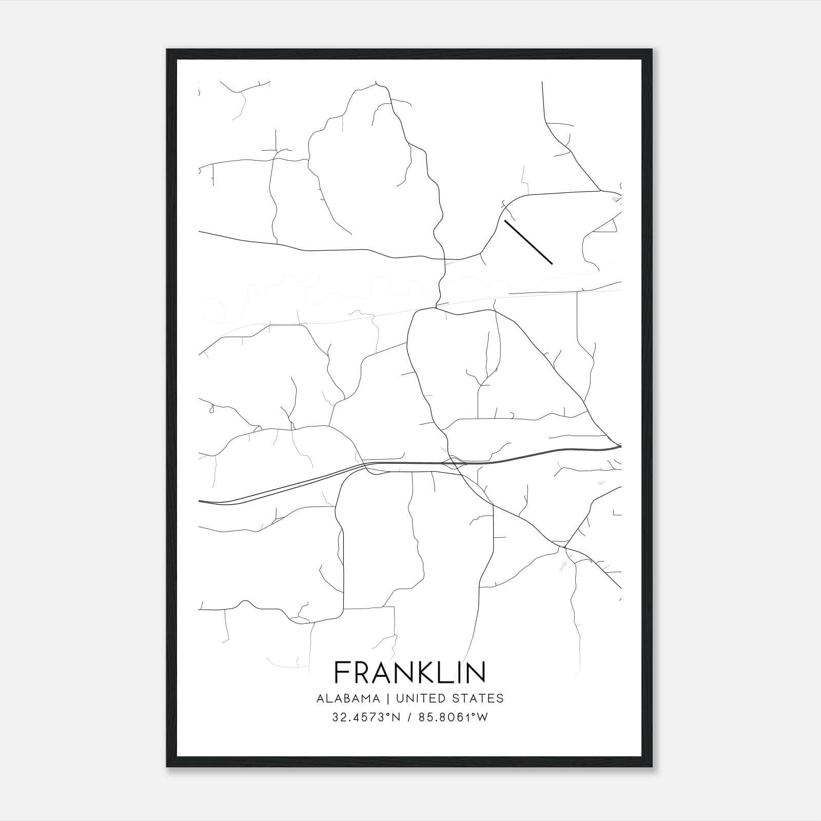 Franklin Alabama Map Poster, Modern Home Decor Wall Art Print Franklin Alabama Map Poster, Modern Home Decor Wall Art Print