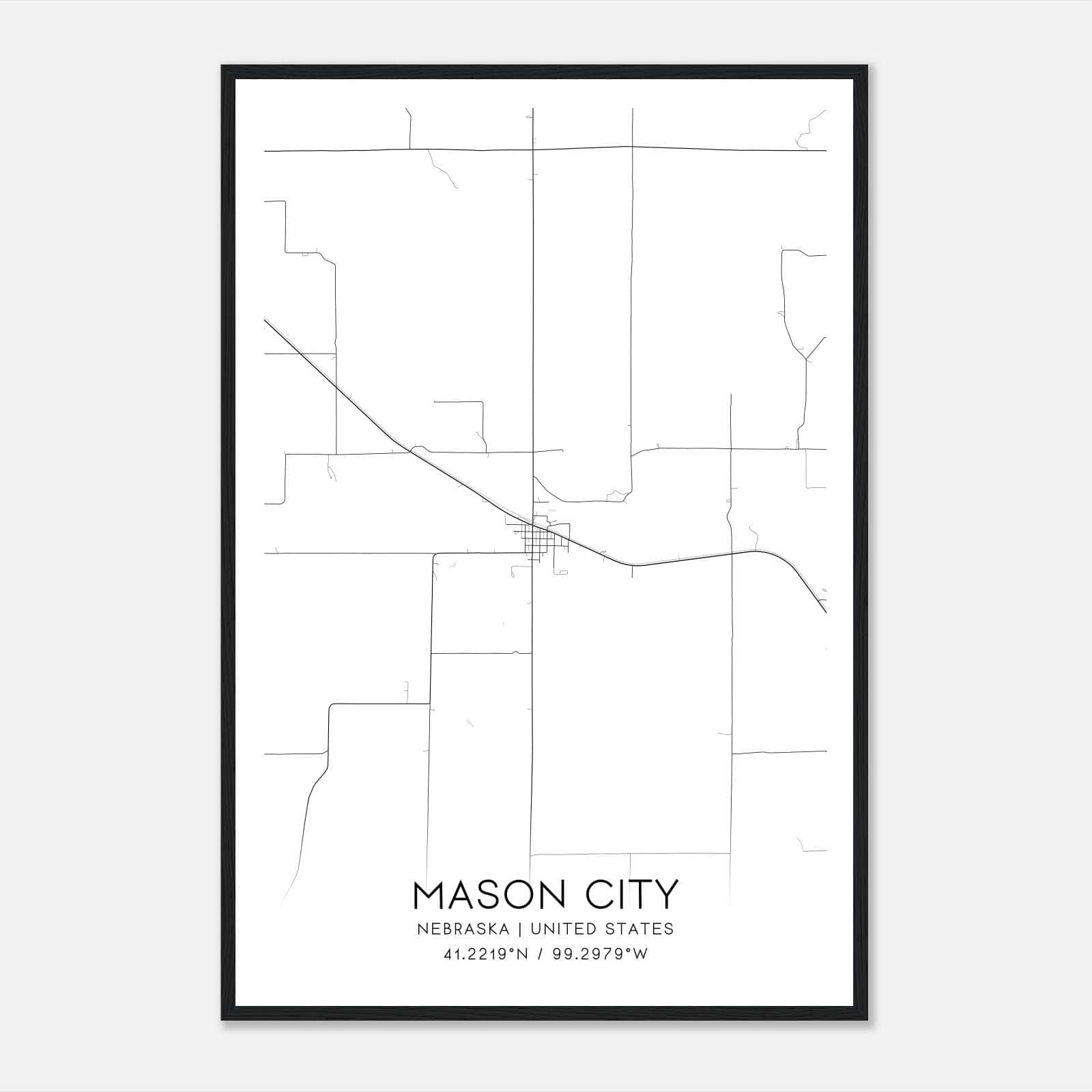 Mason City Nebraska Map Poster, Modern Home Decor Wall Art Print Mason City Nebraska Map Poster, Modern Home Decor Wall Art Print