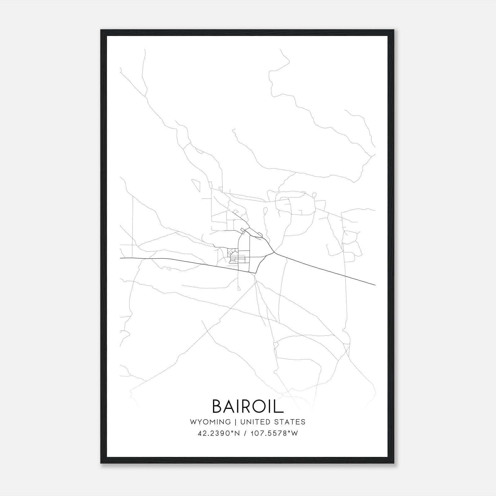 Bairoil Wyoming Map Poster, Modern Home Decor Wall Art Print Bairoil Wyoming Map Poster, Modern Home Decor Wall Art Print