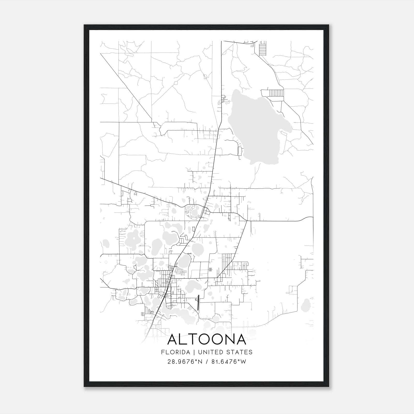 Altoona Florida Map Poster, Modern Home Decor Wall Art Print Altoona Florida Map Poster, Modern Home Decor Wall Art Print