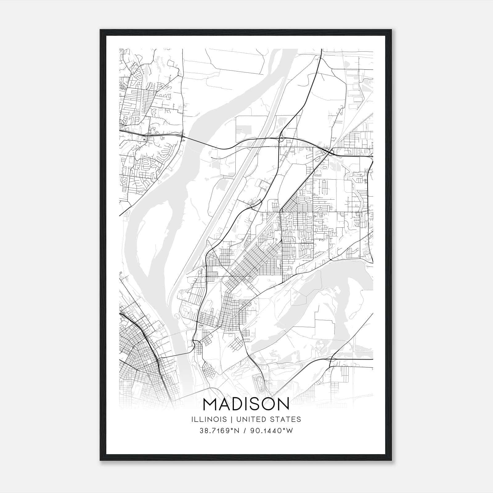 Madison Illinois Map Poster, Modern Home Decor Wall Art Print Madison Illinois Map Poster, Modern Home Decor Wall Art Print