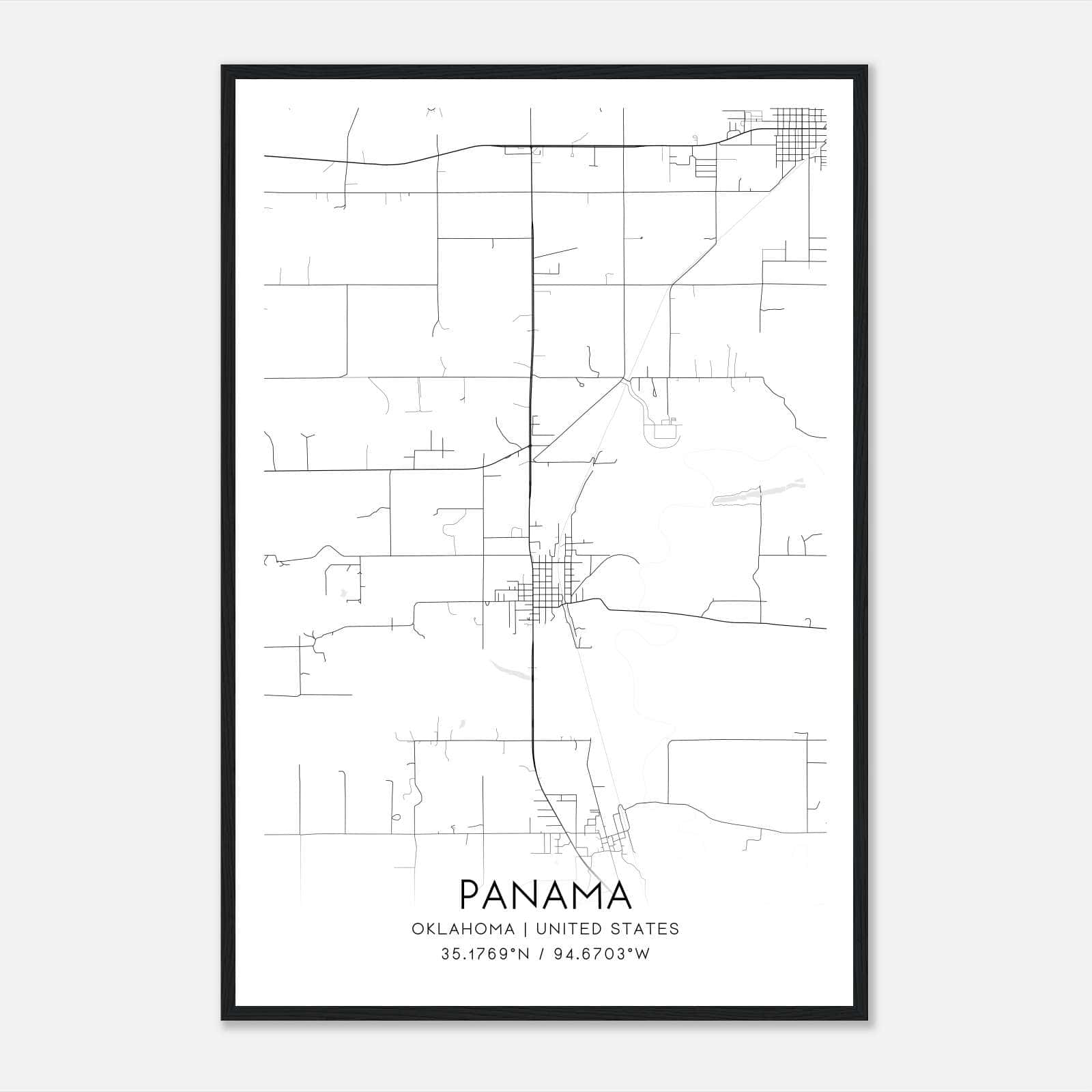 Panama Oklahoma Map Poster, Modern Home Decor Wall Art Print Panama Oklahoma Map Poster, Modern Home Decor Wall Art Print