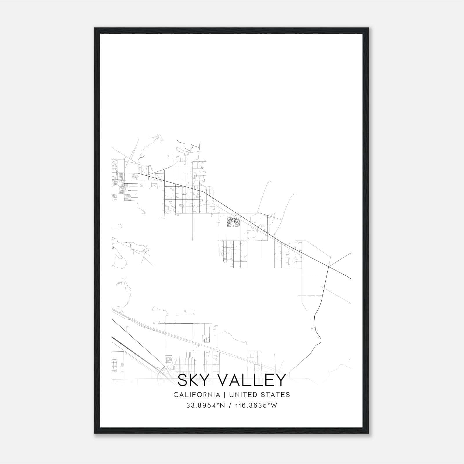 Sky Valley California Map Poster, Modern Home Decor Wall Art Print Sky Valley California Map Poster, Modern Home Decor Wall Art Print