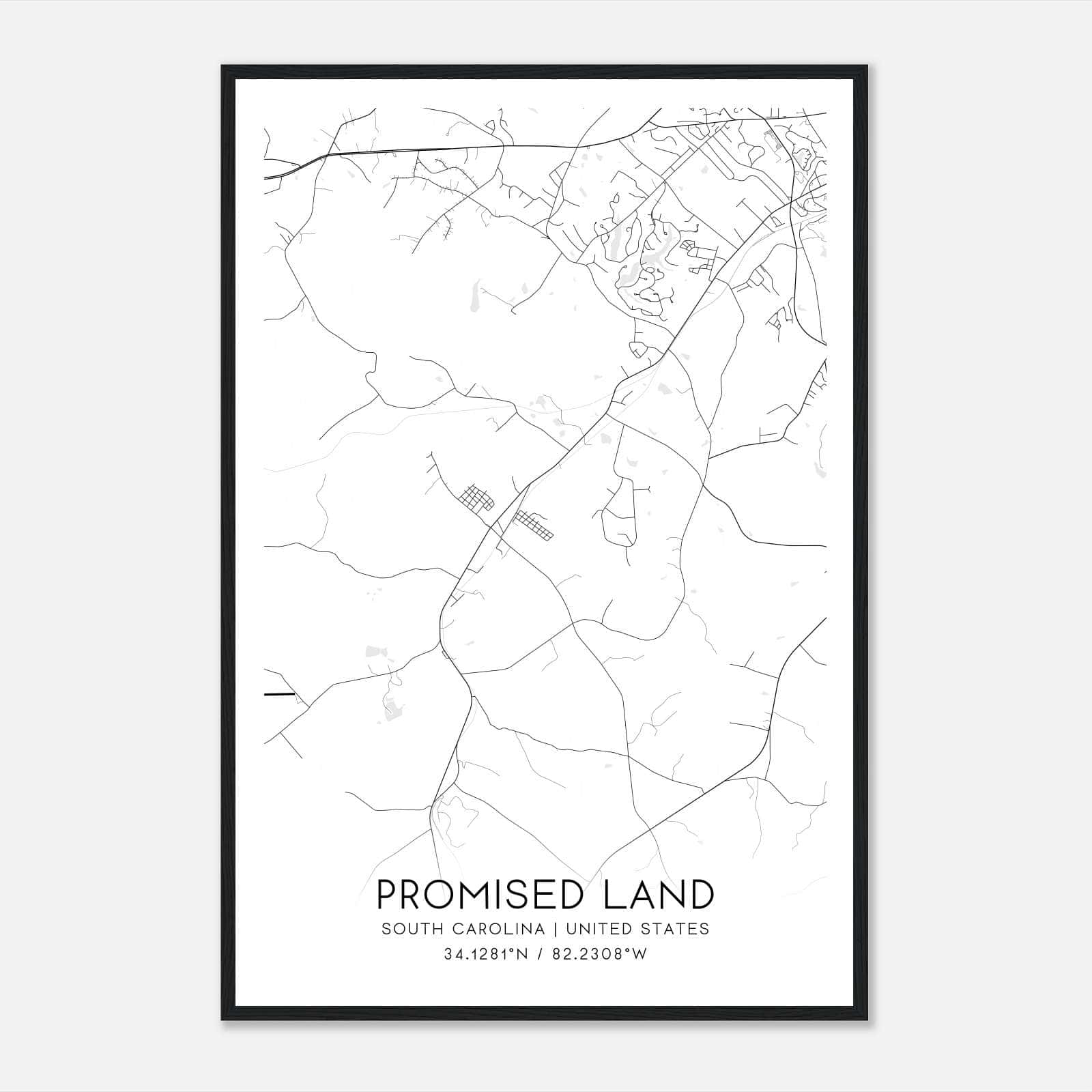 Promised Land South Carolina Map Poster, Modern Home Decor Wall Art Print Promised Land South Carolina Map Poster, Modern Home Decor Wall Art Print