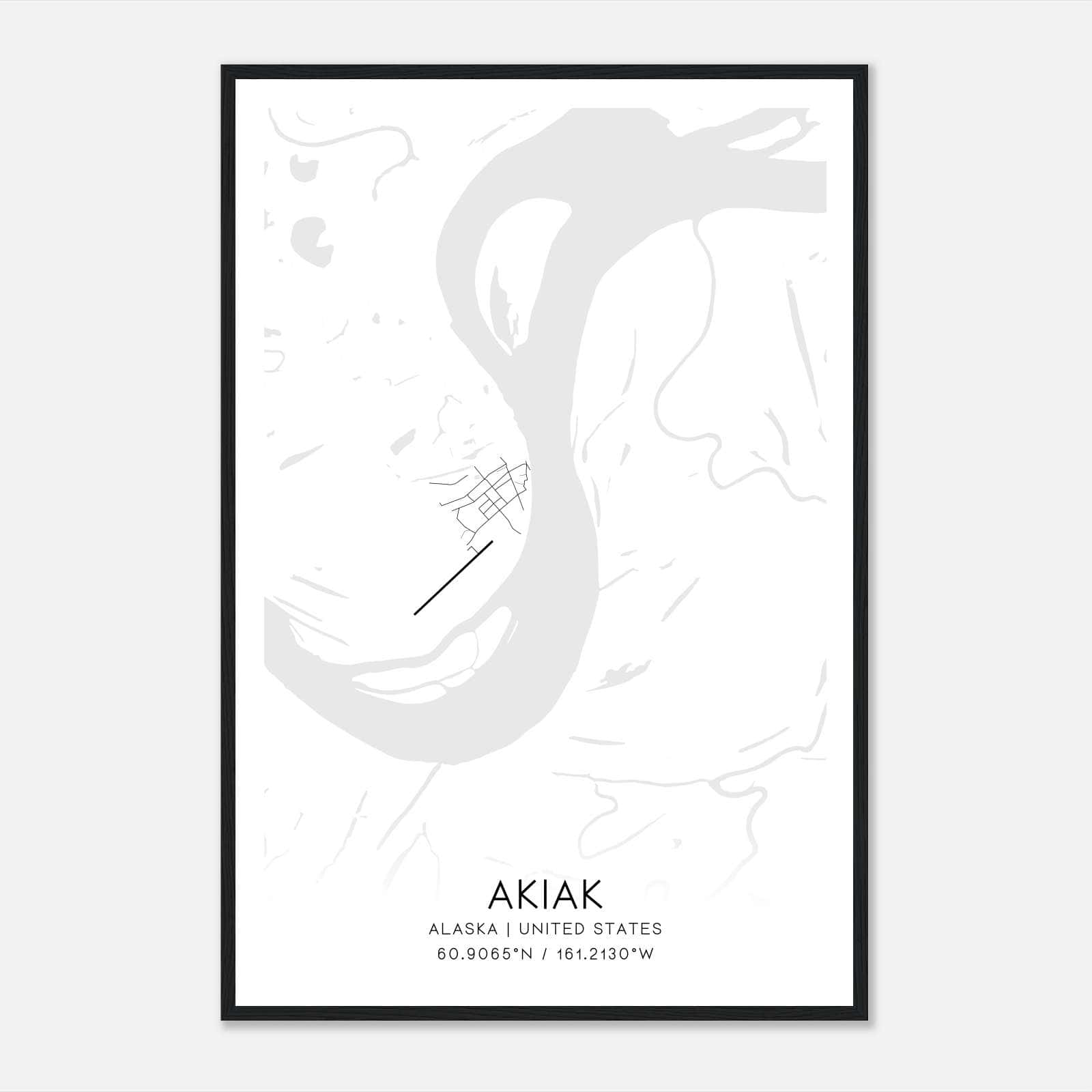 Akiak Alaska Map Poster, Modern Home Decor Wall Art Print Akiak Alaska Map Poster, Modern Home Decor Wall Art Print