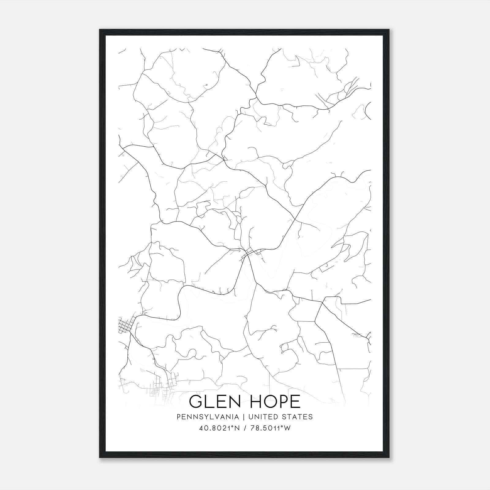 Glen Hope Pennsylvania Map Poster, Modern Home Decor Wall Art Print Glen Hope Pennsylvania Map Poster, Modern Home Decor Wall Art Print