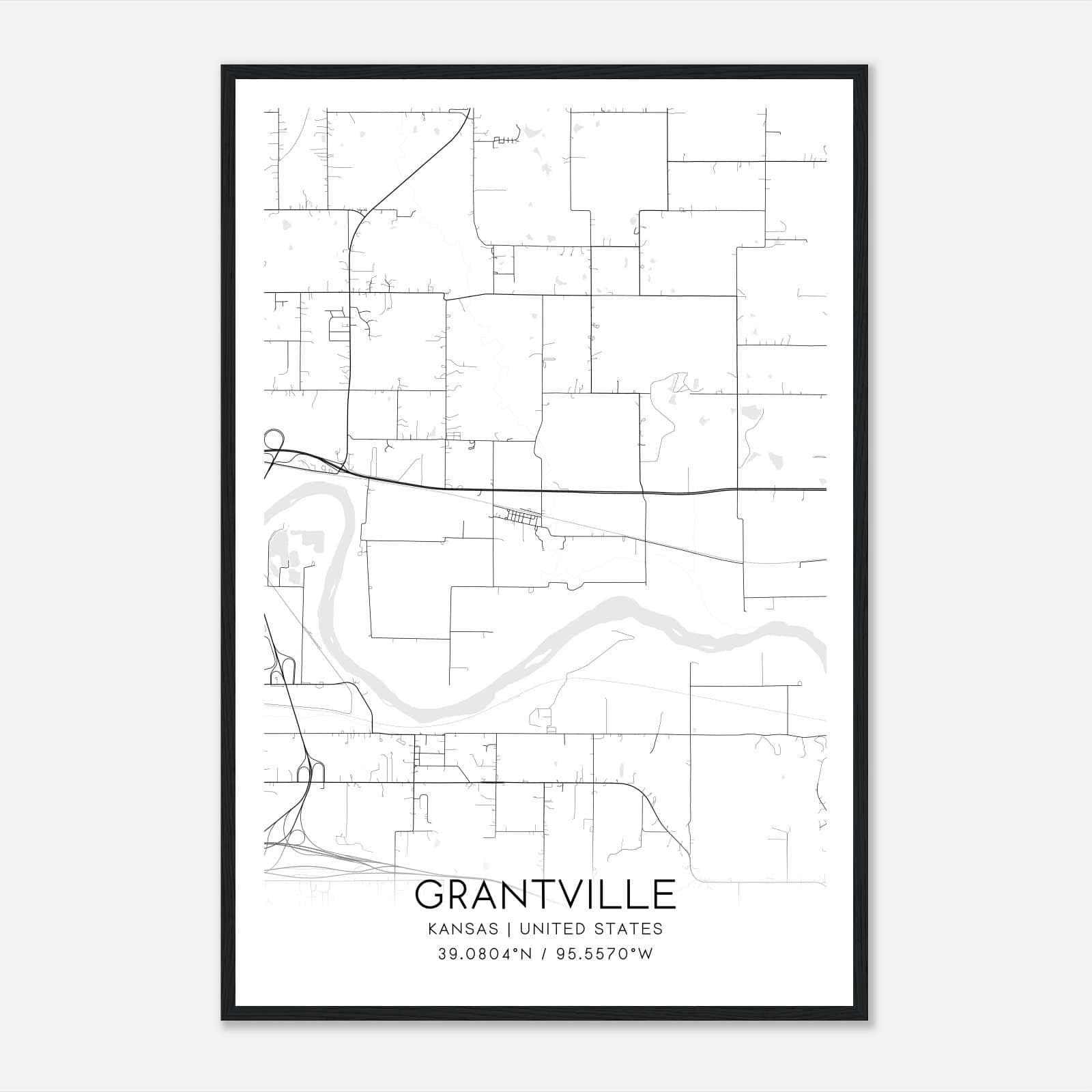 Grantville Kansas Map Poster, Modern Home Decor Wall Art Print Grantville Kansas Map Poster, Modern Home Decor Wall Art Print