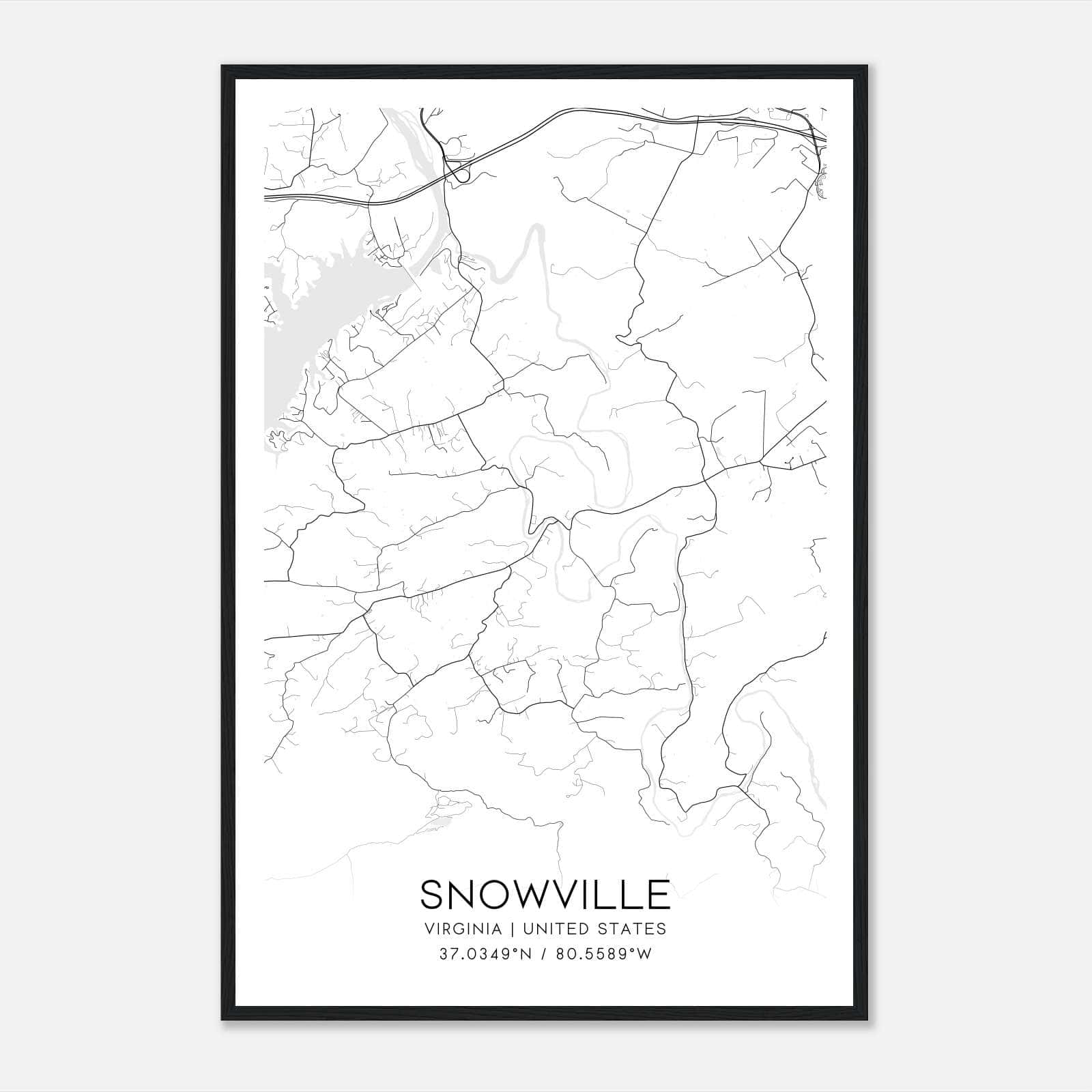 Snowville Virginia Map Poster, Modern Home Decor Wall Art Print Snowville Virginia Map Poster, Modern Home Decor Wall Art Print