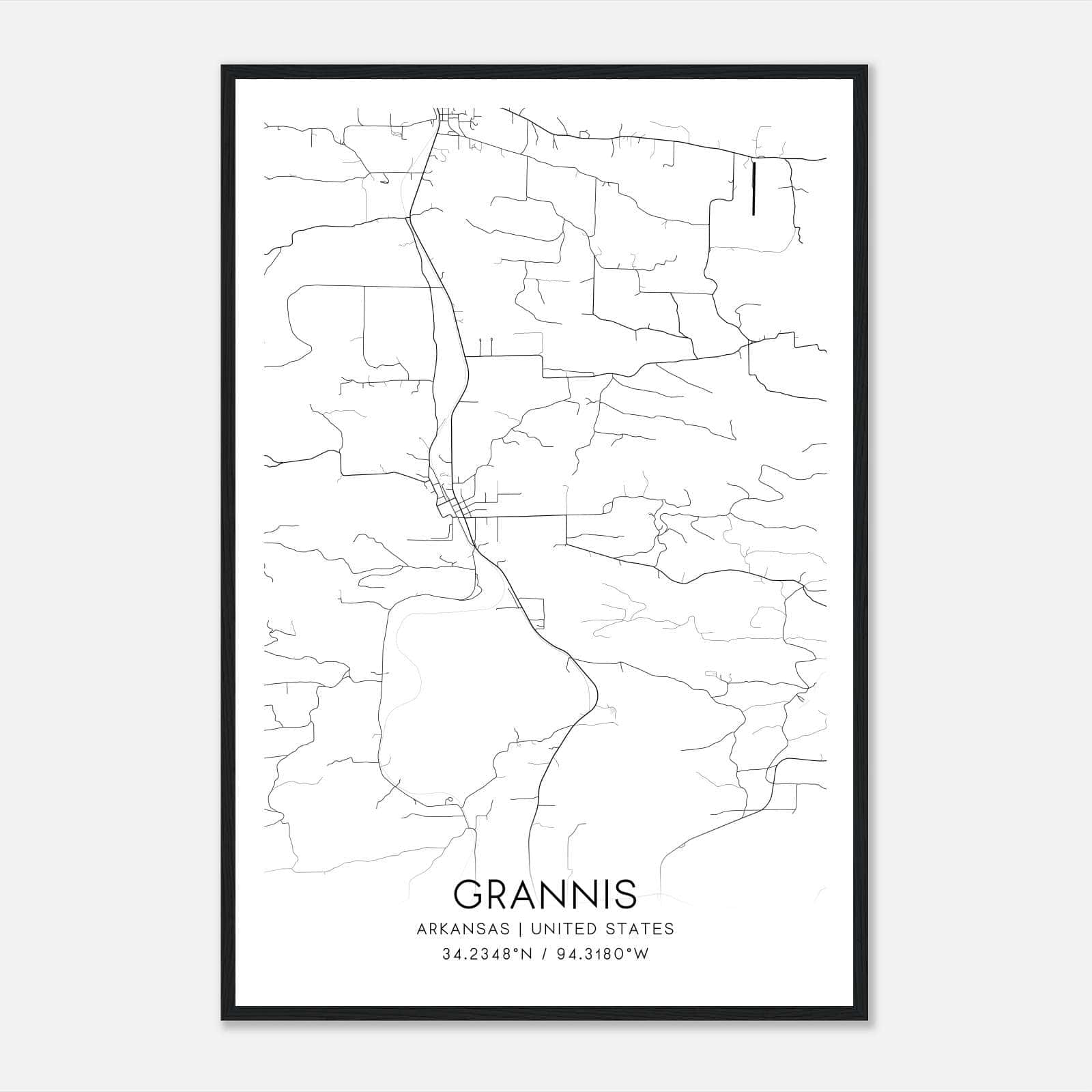 Grannis Arkansas Map Poster, Modern Home Decor Wall Art Print Grannis Arkansas Map Poster, Modern Home Decor Wall Art Print