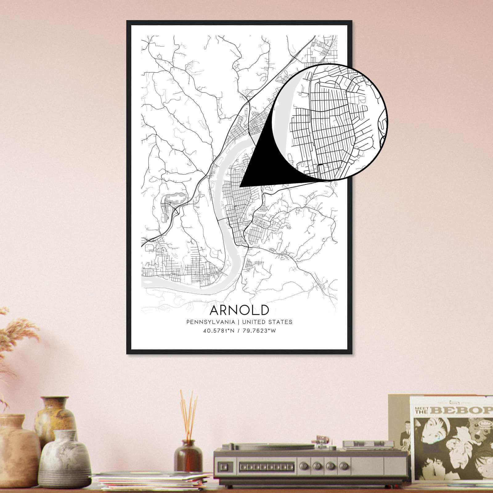 Deerfield Kansas Map Poster, Modern Home Decor Wall Art Print (Copy)