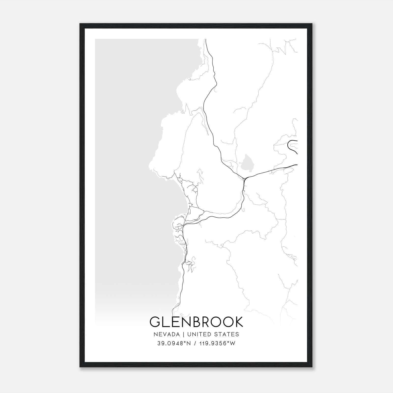 Glenbrook Nevada Map Poster, Modern Home Decor Wall Art Print Glenbrook Nevada Map Poster, Modern Home Decor Wall Art Print