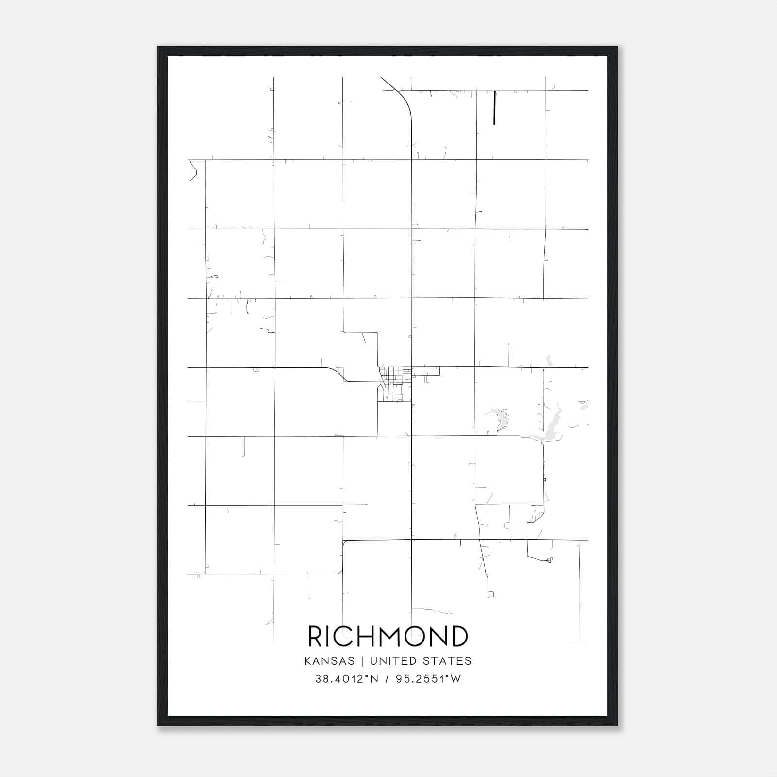 Richmond Kansas Map Poster, Modern Home Decor Wall Art Print Richmond Kansas Map Poster, Modern Home Decor Wall Art Print