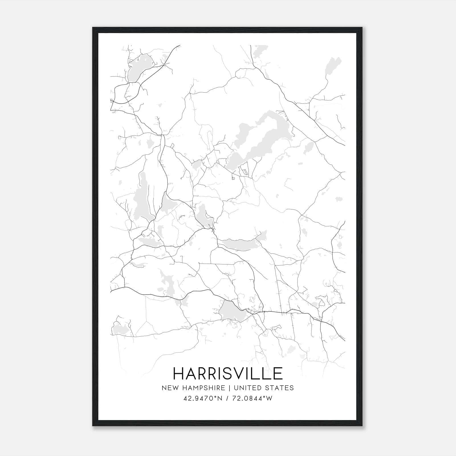 Harrisville New Hampshire Map Poster, Modern Home Decor Wall Art Print Harrisville New Hampshire Map Poster, Modern Home Decor Wall Art Print