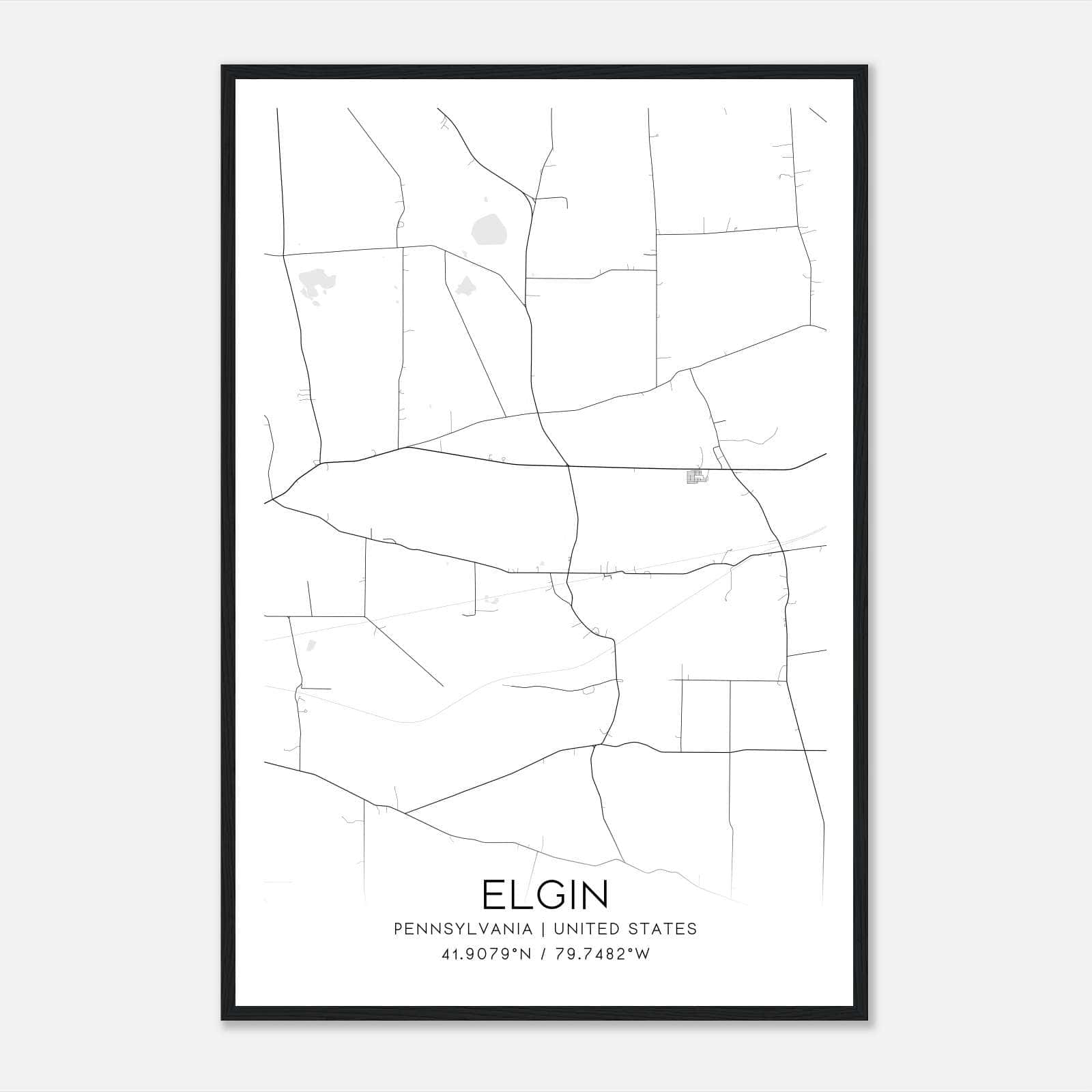 Elgin Pennsylvania Map Poster, Modern Home Decor Wall Art Print Elgin Pennsylvania Map Poster, Modern Home Decor Wall Art Print