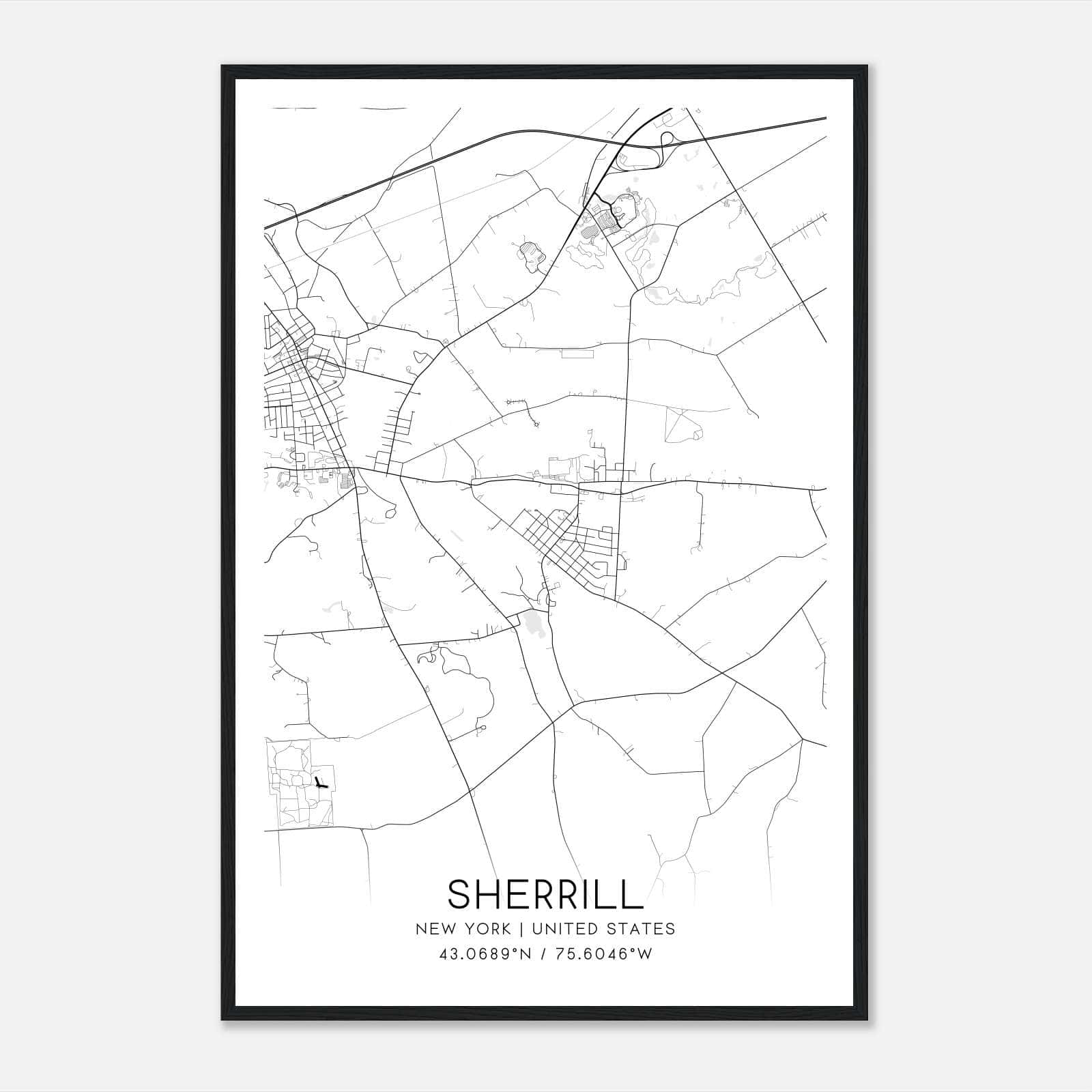 Sherrill New York Map Poster, Modern Home Decor Wall Art Print Sherrill New York Map Poster, Modern Home Decor Wall Art Print