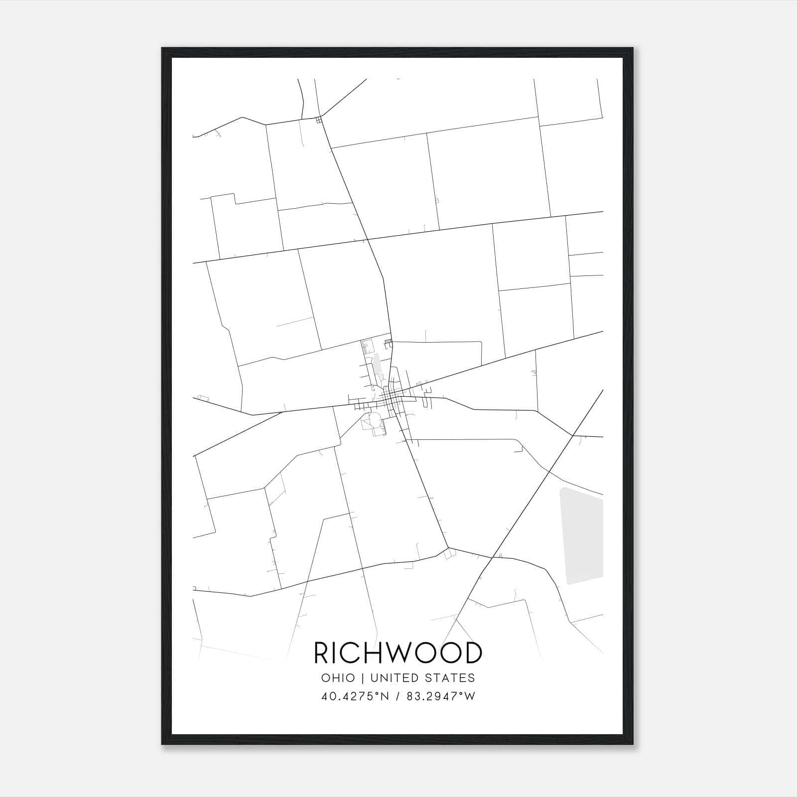 Richwood Ohio Map Poster, Modern Home Decor Wall Art Print Richwood Ohio Map Poster, Modern Home Decor Wall Art Print