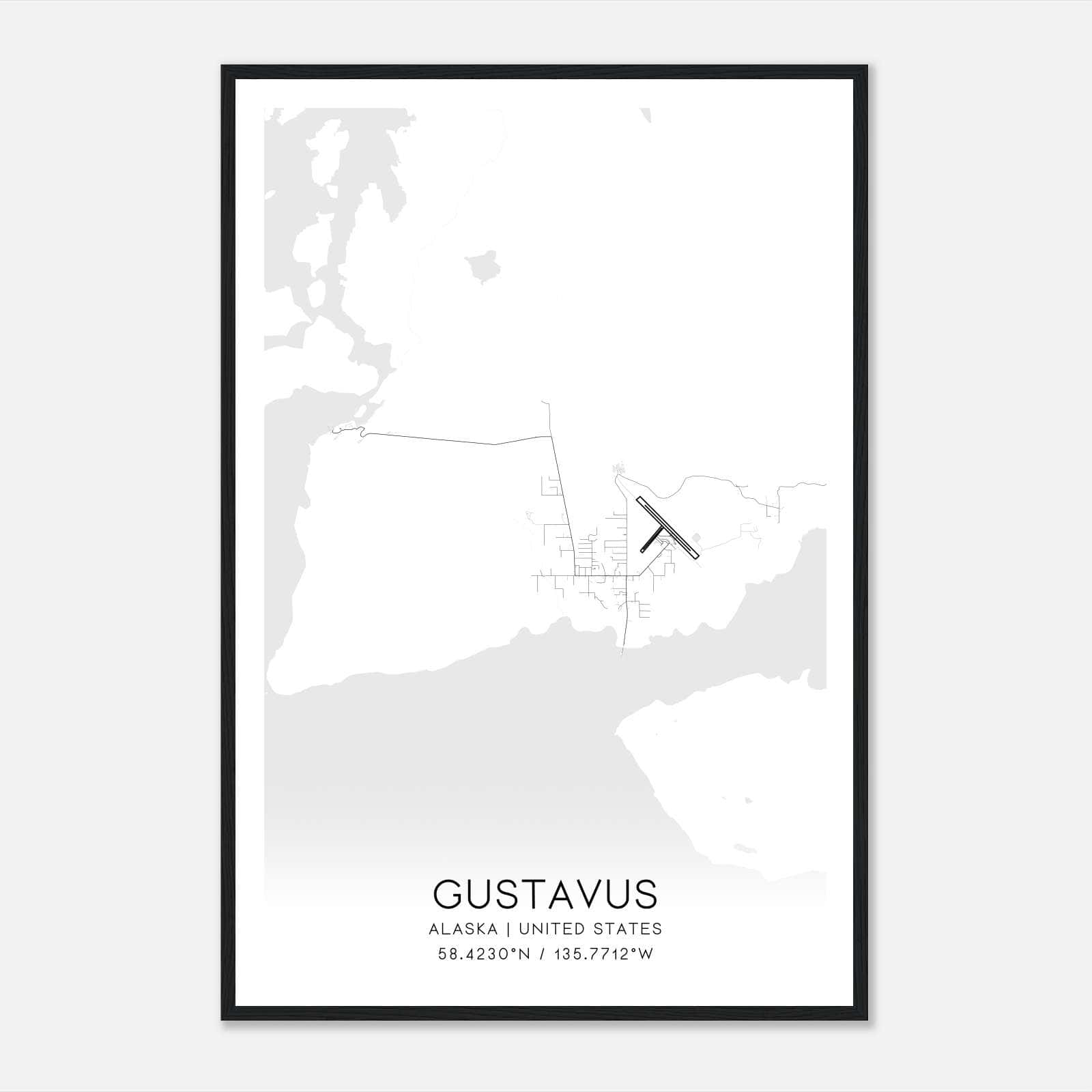 Gustavus Alaska Map Poster, Modern Home Decor Wall Art Print Gustavus Alaska Map Poster, Modern Home Decor Wall Art Print