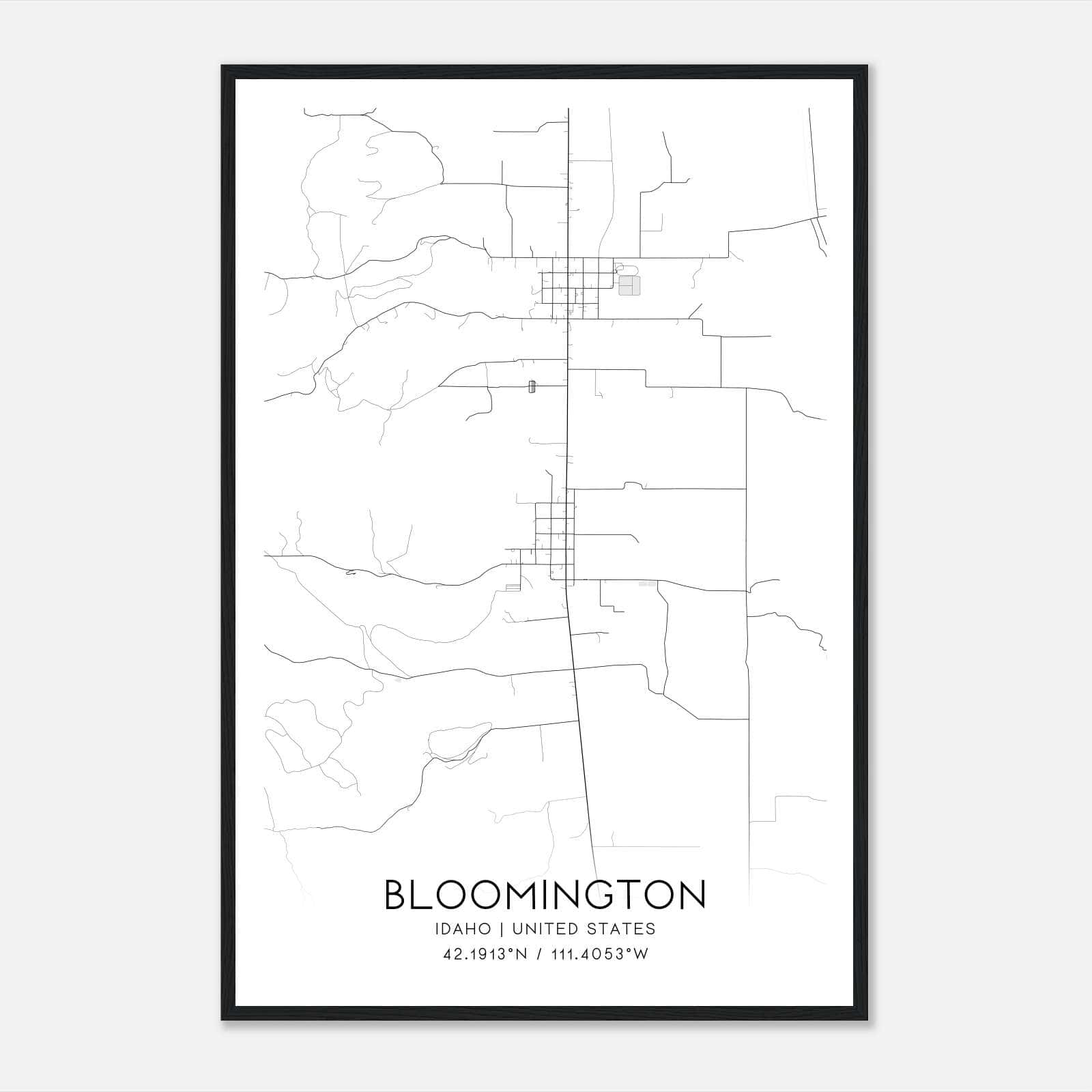Bloomington Idaho Map Poster, Modern Home Decor Wall Art Print Bloomington Idaho Map Poster, Modern Home Decor Wall Art Print
