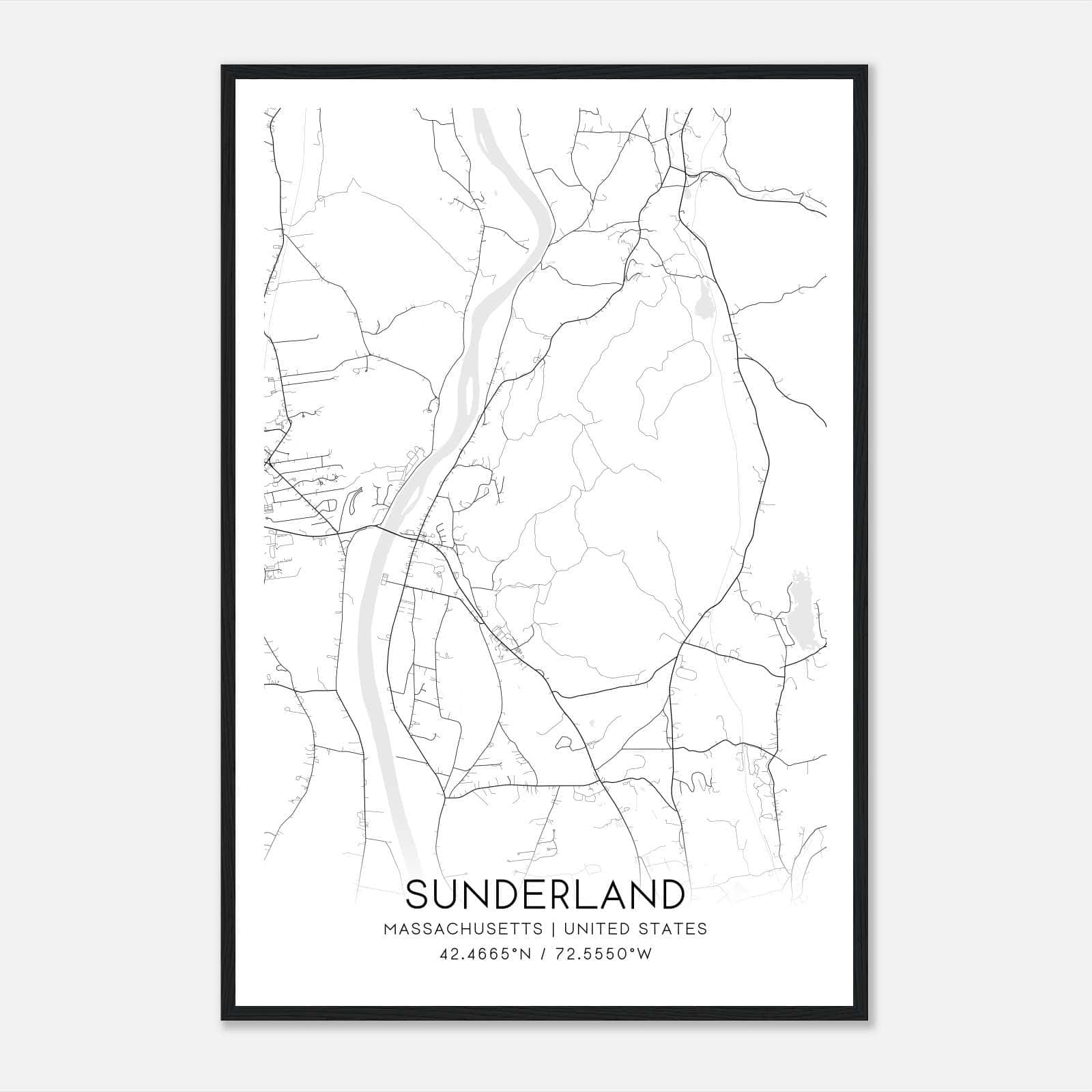 Sunderland Massachusetts Map Poster, Modern Home Decor Wall Art Print Sunderland Massachusetts Map Poster, Modern Home Decor Wall Art Print