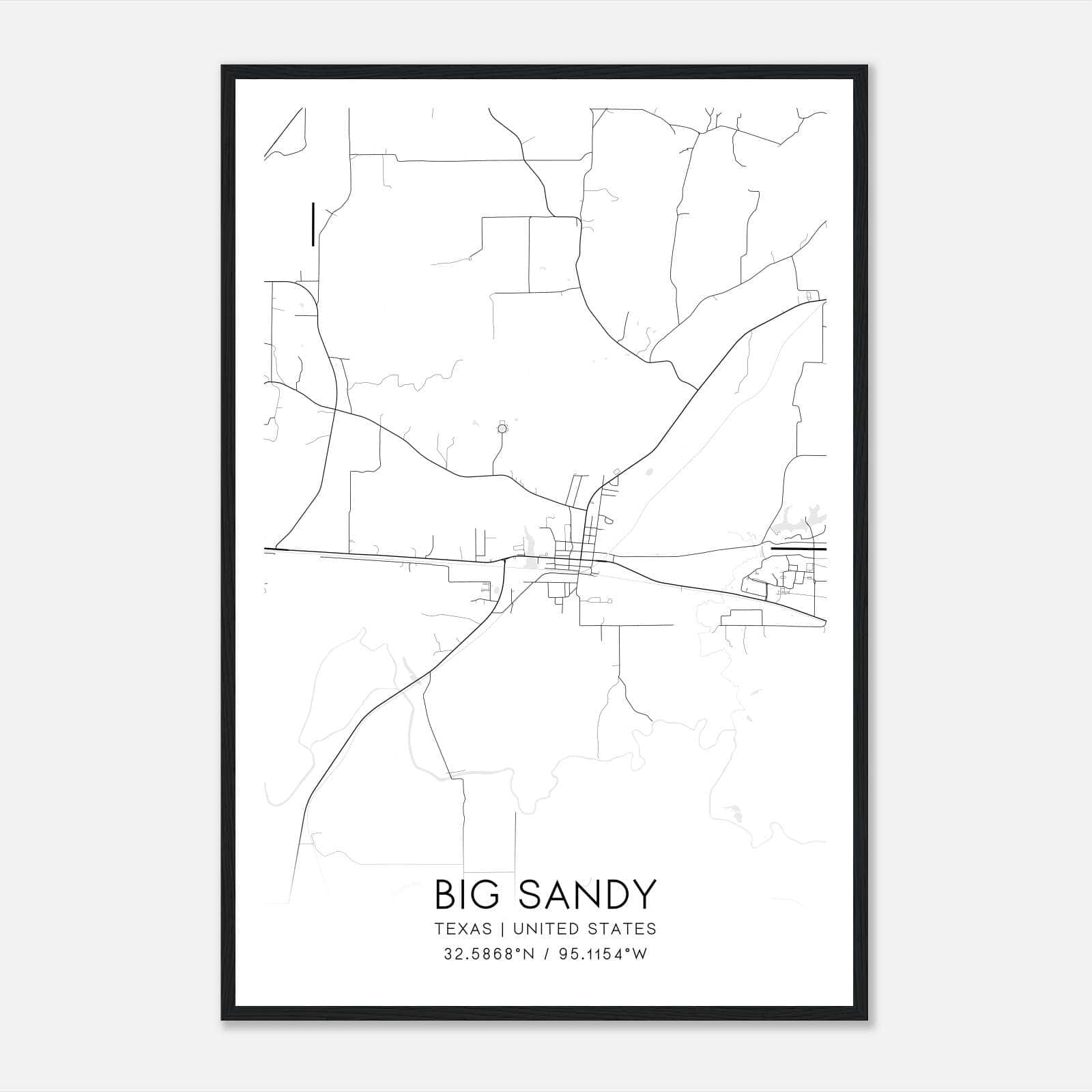 Big Sandy Texas Map Poster, Modern Home Decor Wall Art Print Big Sandy Texas Map Poster, Modern Home Decor Wall Art Print