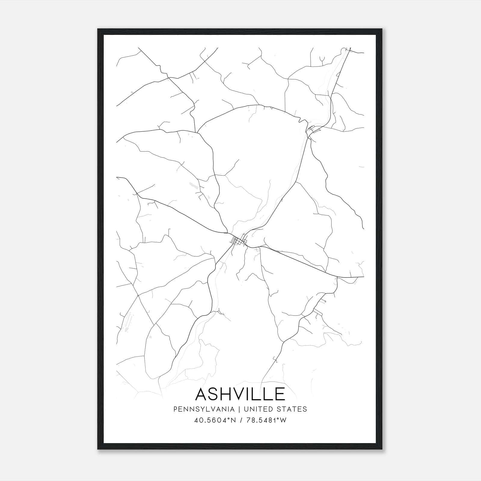 Ashville Pennsylvania Map Poster, Modern Home Decor Wall Art Print Ashville Pennsylvania Map Poster, Modern Home Decor Wall Art Print