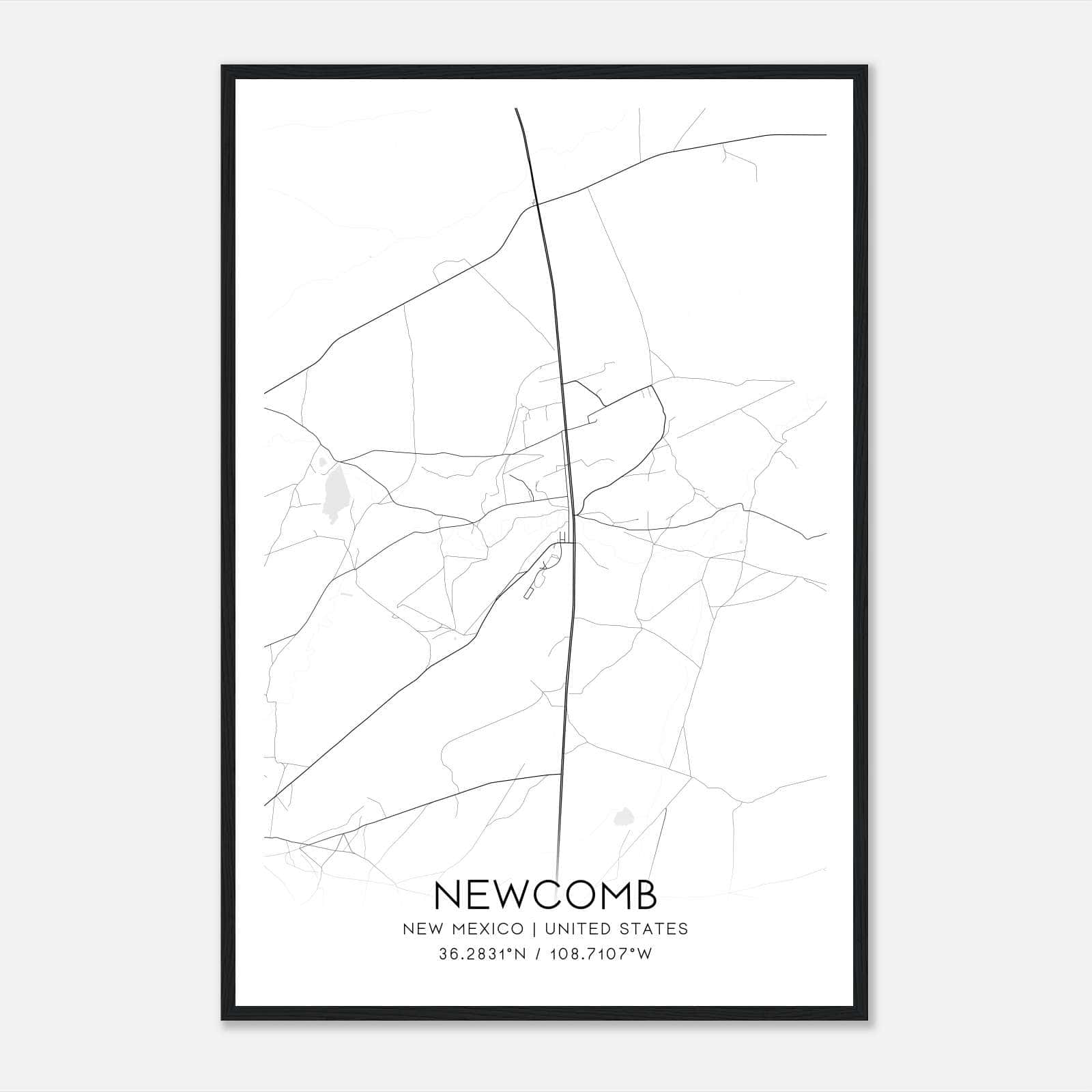 Newcomb New Mexico Map Poster, Modern Home Decor Wall Art Print Newcomb New Mexico Map Poster, Modern Home Decor Wall Art Print
