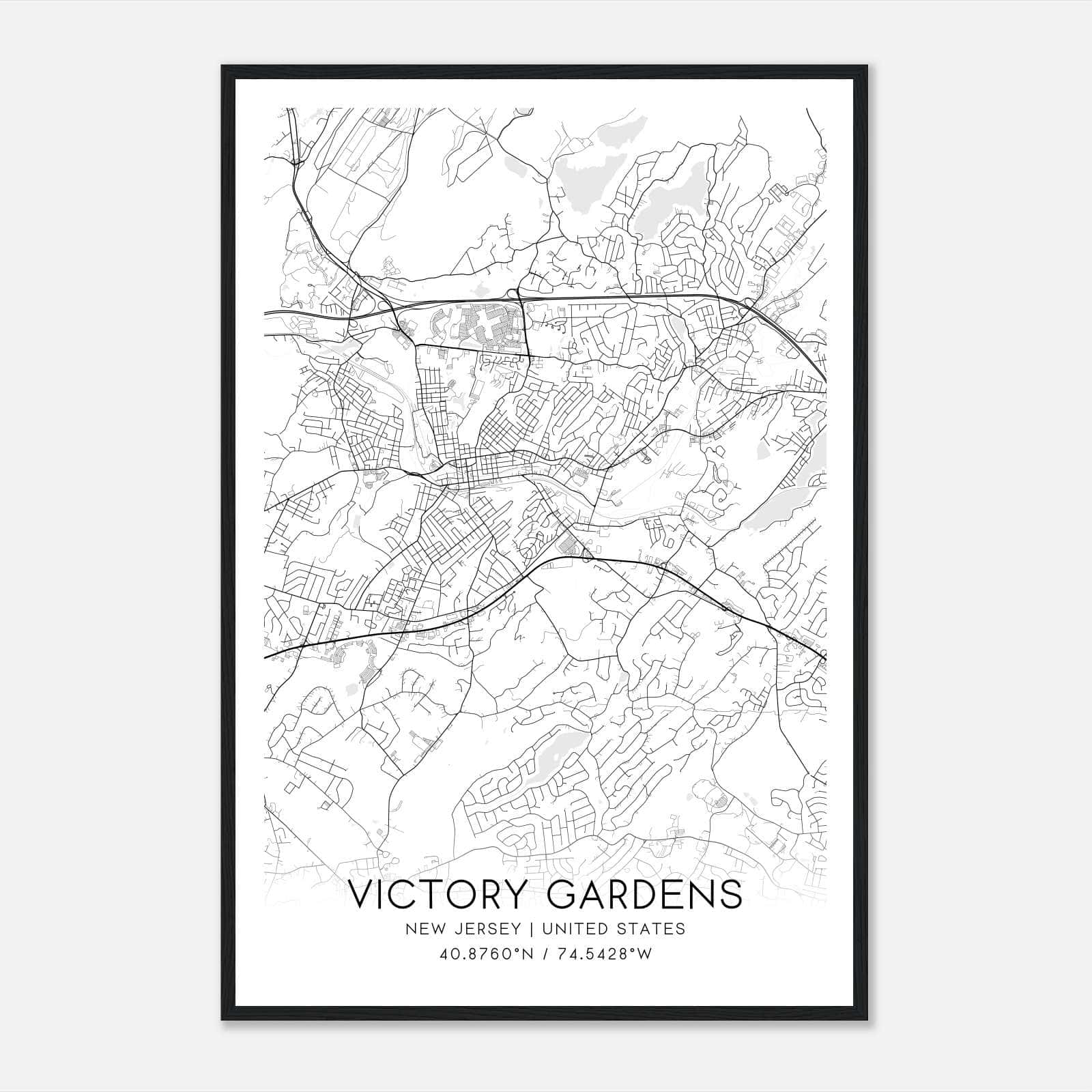 Victory Gardens New Jersey Map Poster, Modern Home Decor Wall Art Print Victory Gardens New Jersey Map Poster, Modern Home Decor Wall Art Print