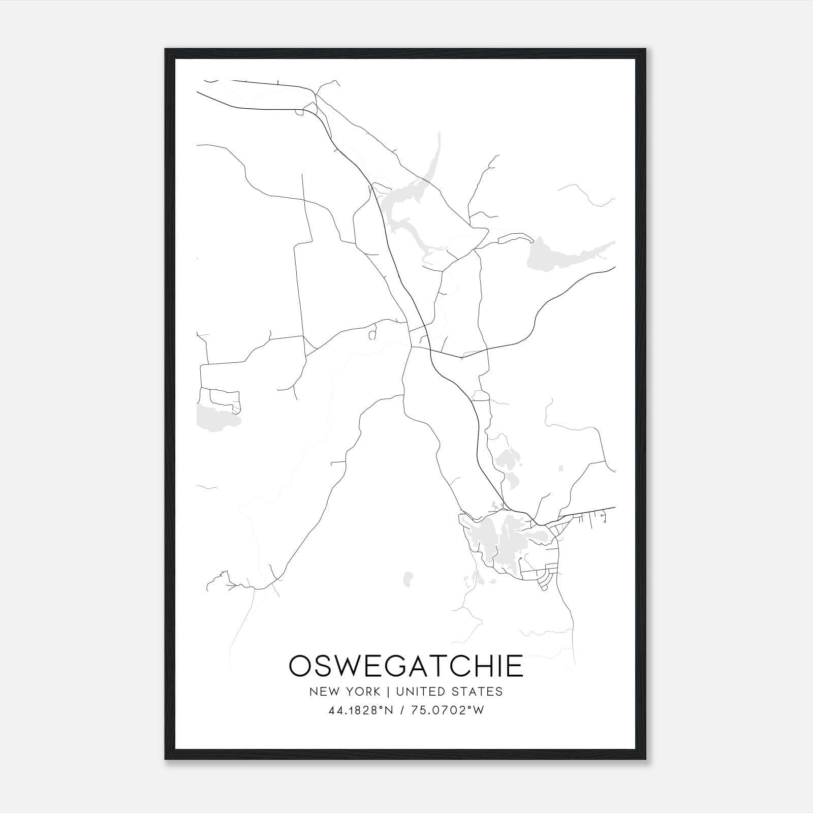 Oswegatchie New York Map Poster, Modern Home Decor Wall Art Print Oswegatchie New York Map Poster, Modern Home Decor Wall Art Print