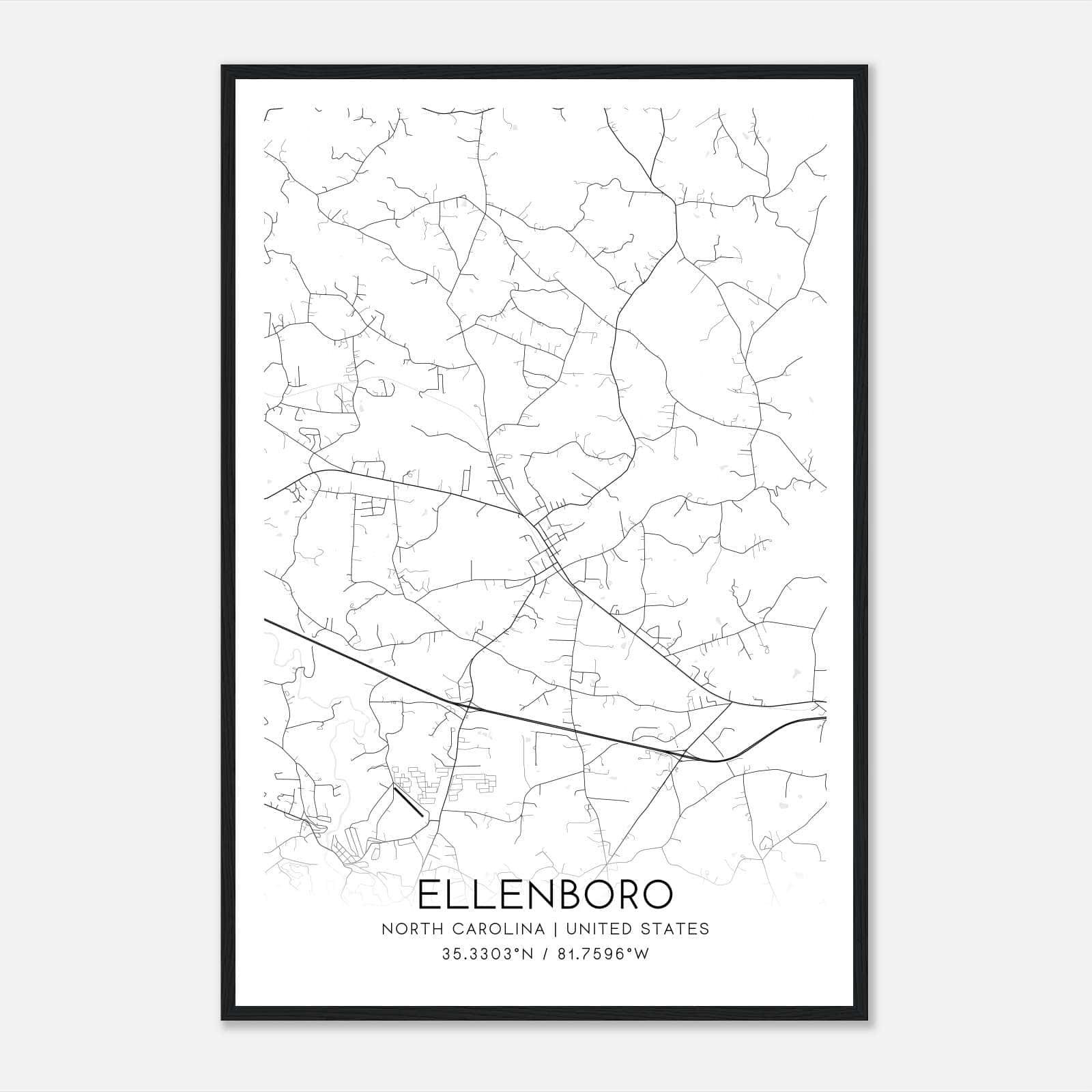 Ellenboro North Carolina Map Poster, Modern Home Decor Wall Art Print Ellenboro North Carolina Map Poster, Modern Home Decor Wall Art Print