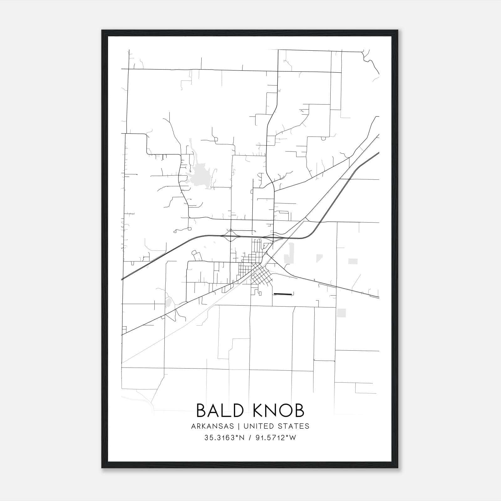 Bald Knob Arkansas Map Poster, Modern Home Decor Wall Art Print Bald Knob Arkansas Map Poster, Modern Home Decor Wall Art Print