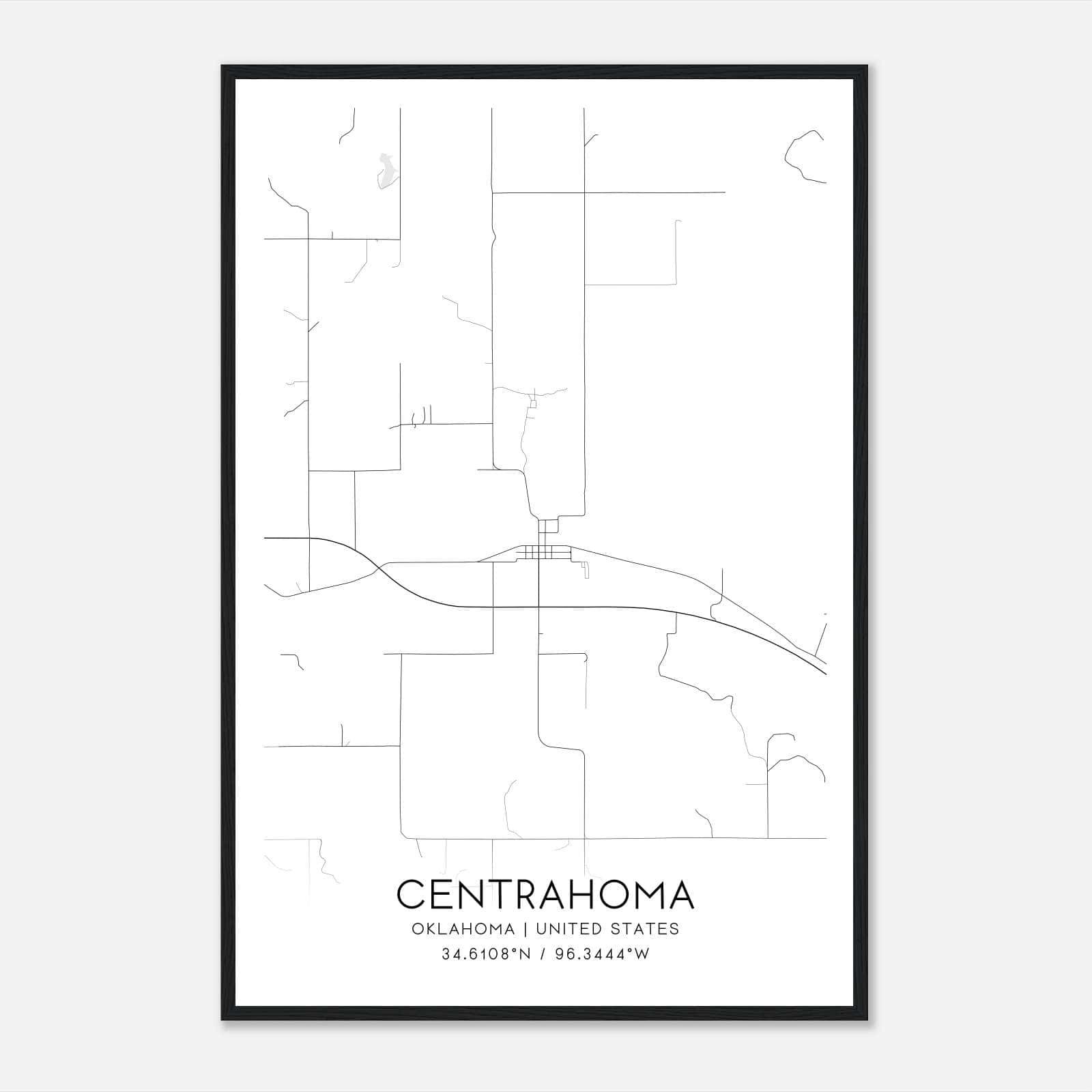 Centrahoma Oklahoma Map Poster, Modern Home Decor Wall Art Print Centrahoma Oklahoma Map Poster, Modern Home Decor Wall Art Print