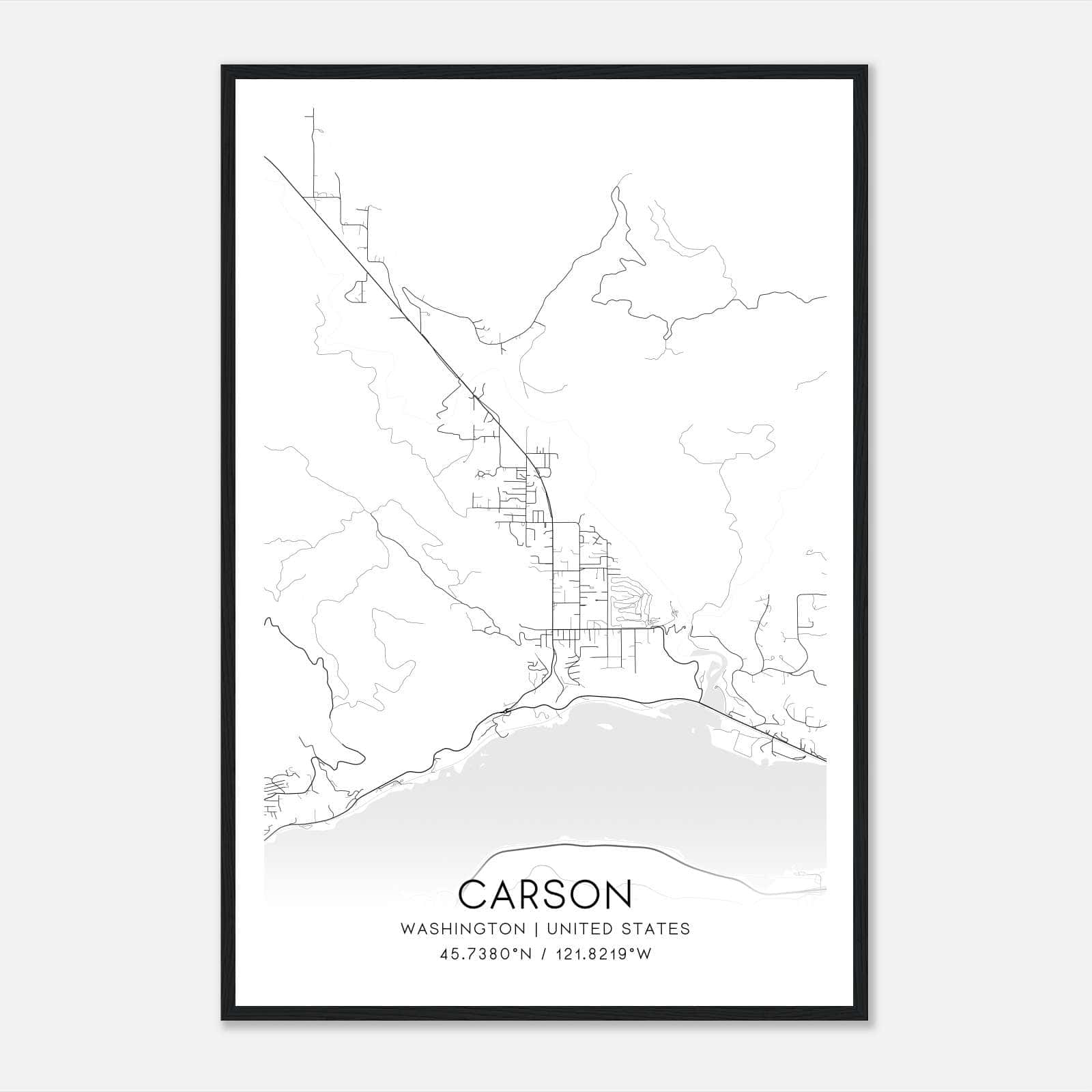 Carson Washington Map Poster, Modern Home Decor Wall Art Print Carson Washington Map Poster, Modern Home Decor Wall Art Print