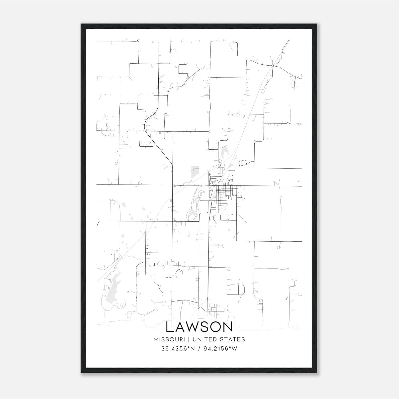 Lawson Missouri Map Poster, Modern Home Decor Wall Art Print Lawson Missouri Map Poster, Modern Home Decor Wall Art Print