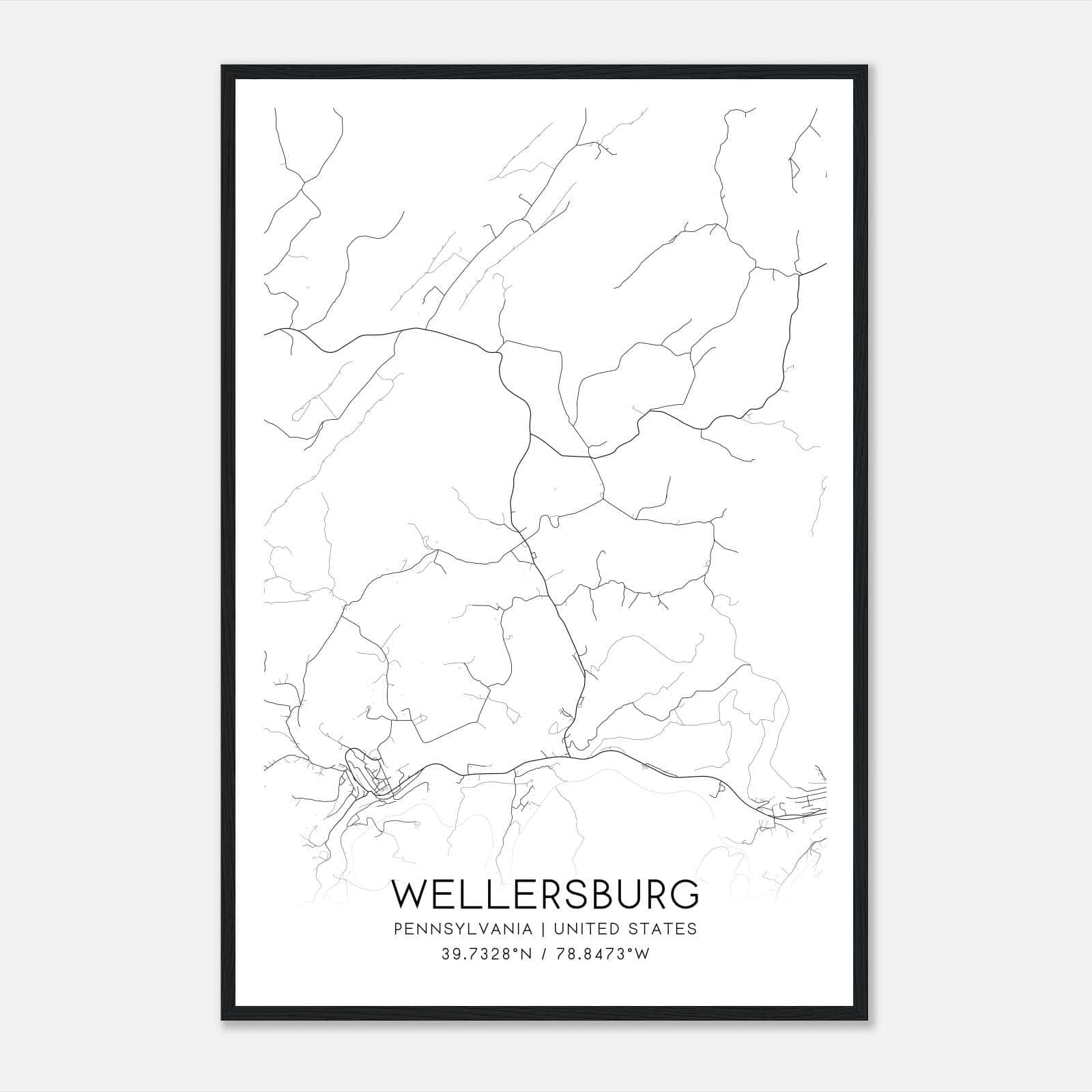 Wellersburg Pennsylvania Map Poster, Modern Home Decor Wall Art Print Wellersburg Pennsylvania Map Poster, Modern Home Decor Wall Art Print