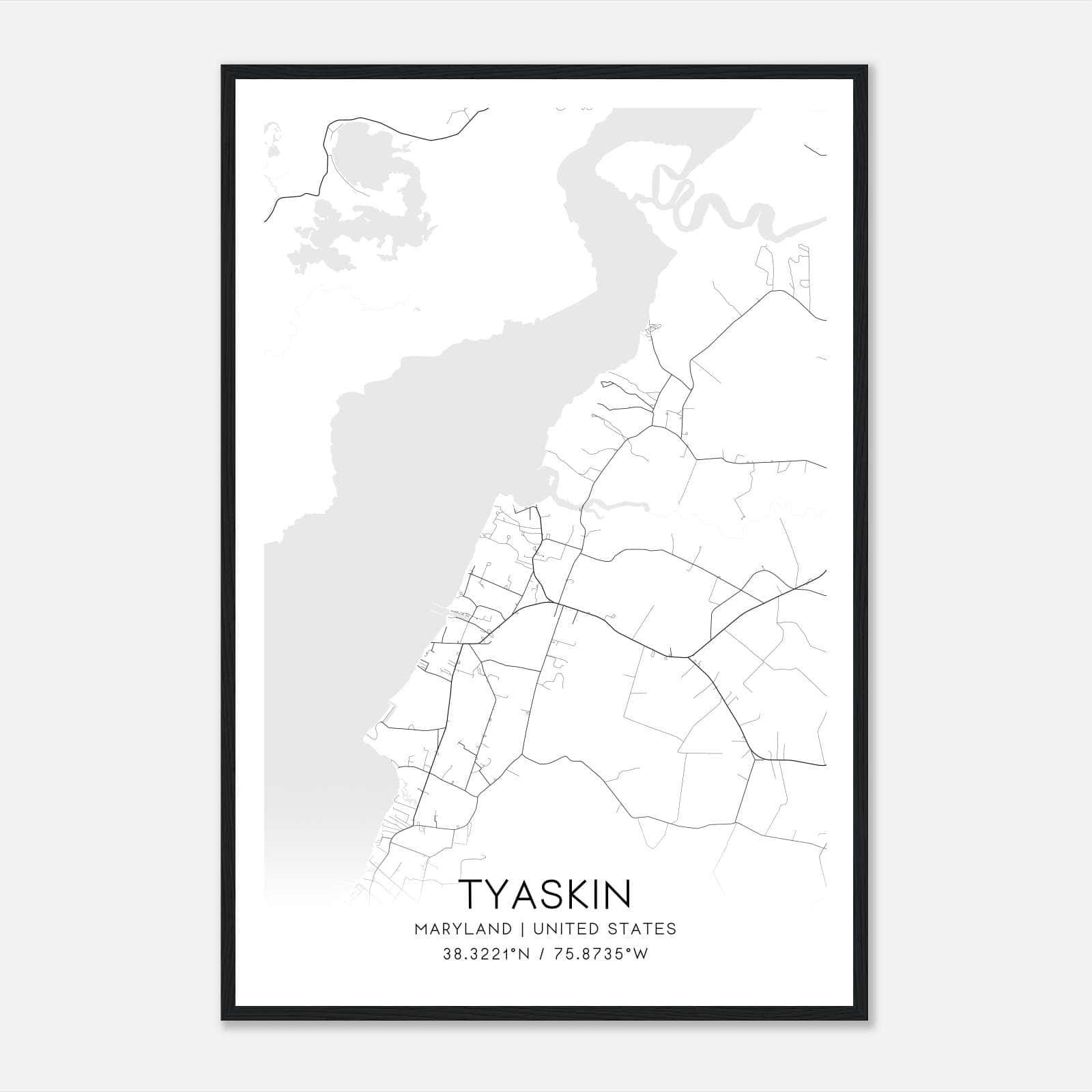 Tyaskin Maryland Map Poster, Modern Home Decor Wall Art Print Tyaskin Maryland Map Poster, Modern Home Decor Wall Art Print