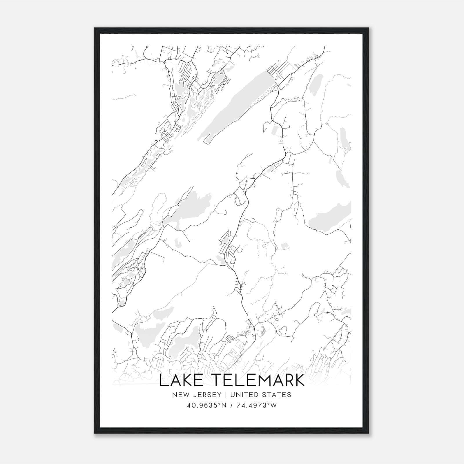 Lake Telemark New Jersey Map Poster, Modern Home Decor Wall Art Print Lake Telemark New Jersey Map Poster, Modern Home Decor Wall Art Print