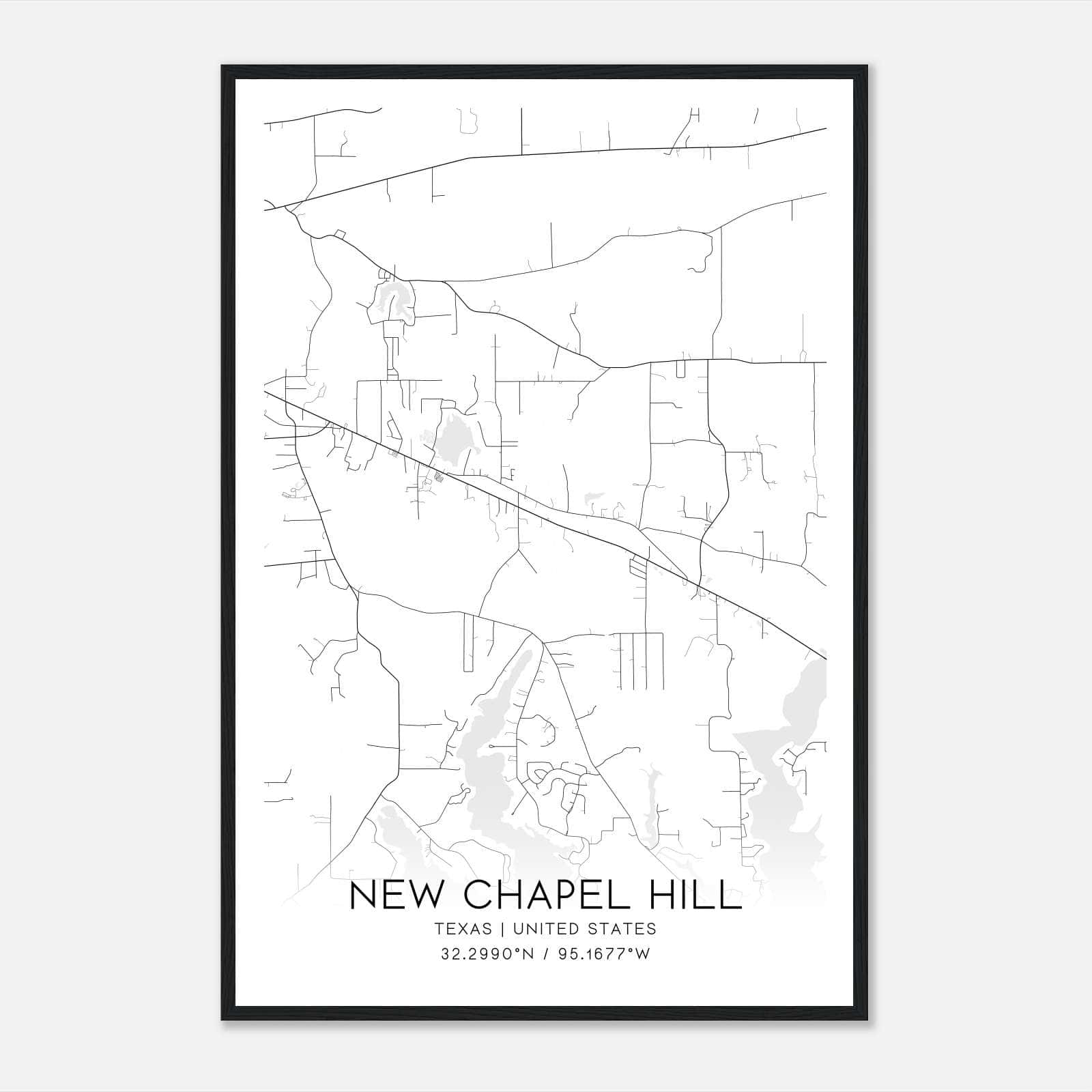 New Chapel Hill Texas Map Poster, Modern Home Decor Wall Art Print New Chapel Hill Texas Map Poster, Modern Home Decor Wall Art Print