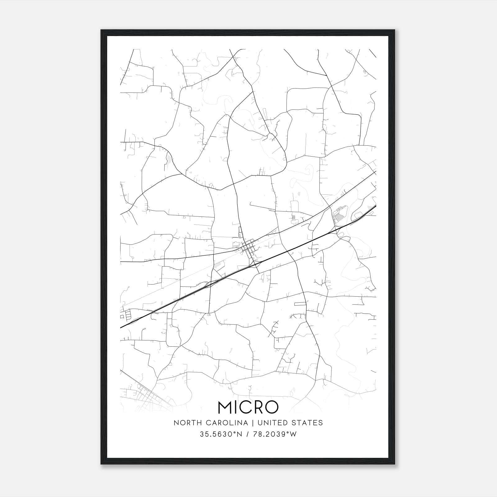 Micro North Carolina Map Poster, Modern Home Decor Wall Art Print Micro North Carolina Map Poster, Modern Home Decor Wall Art Print