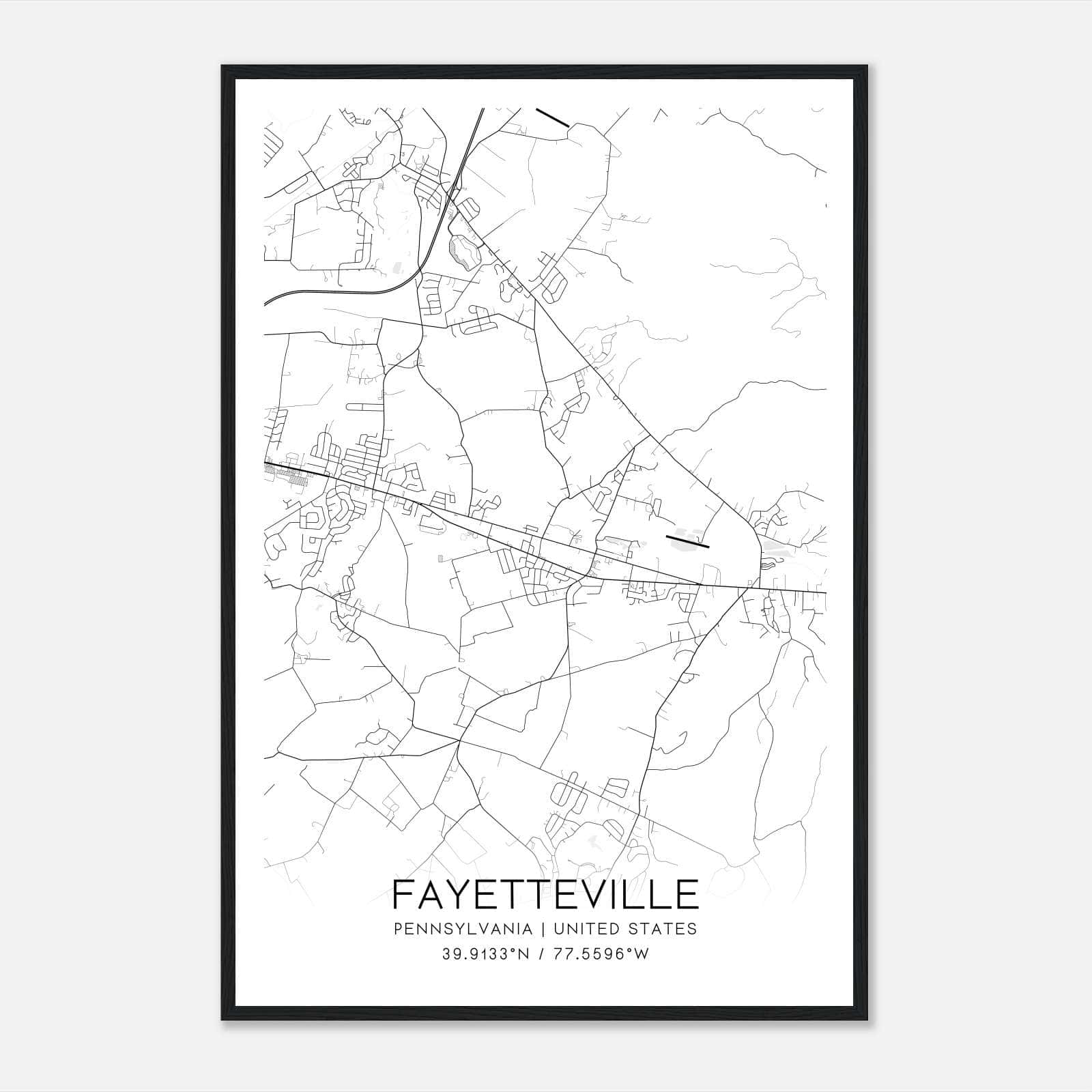 Fayetteville Pennsylvania Map Poster, Modern Home Decor Wall Art Print Fayetteville Pennsylvania Map Poster, Modern Home Decor Wall Art Print