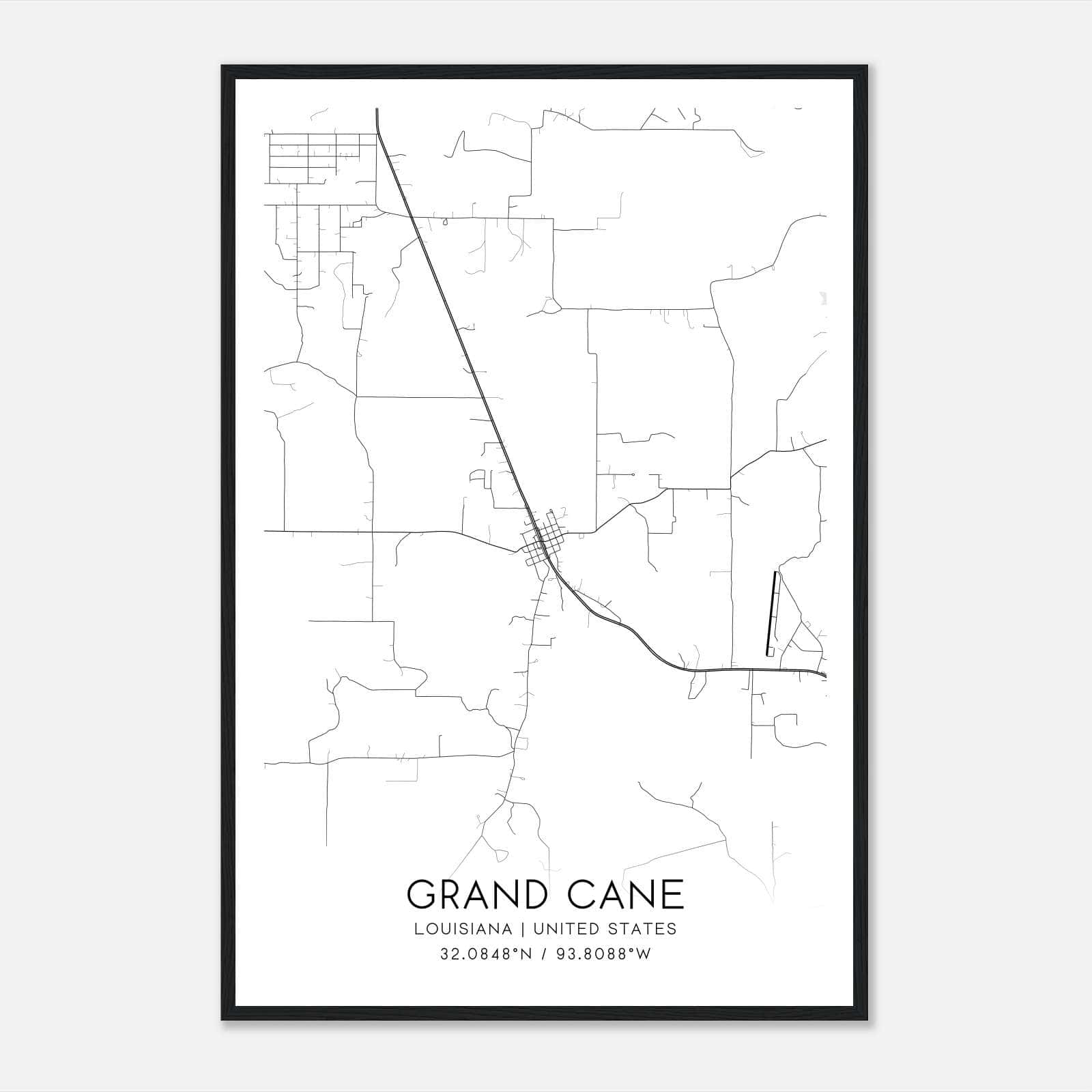 Grand Cane Louisiana Map Poster, Modern Home Decor Wall Art Print Grand Cane Louisiana Map Poster, Modern Home Decor Wall Art Print