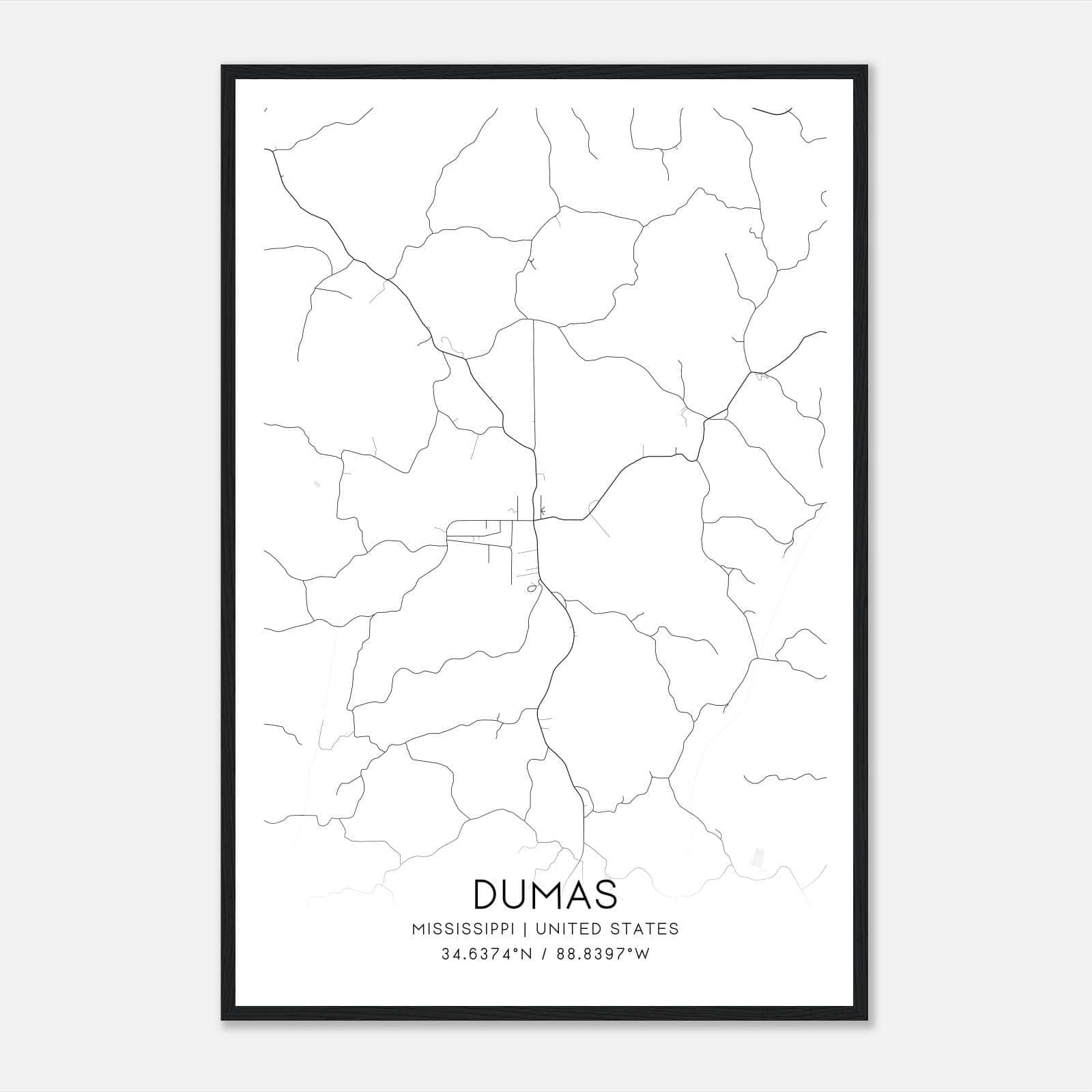 Dumas Mississippi Map Poster, Modern Home Decor Wall Art Print Dumas Mississippi Map Poster, Modern Home Decor Wall Art Print