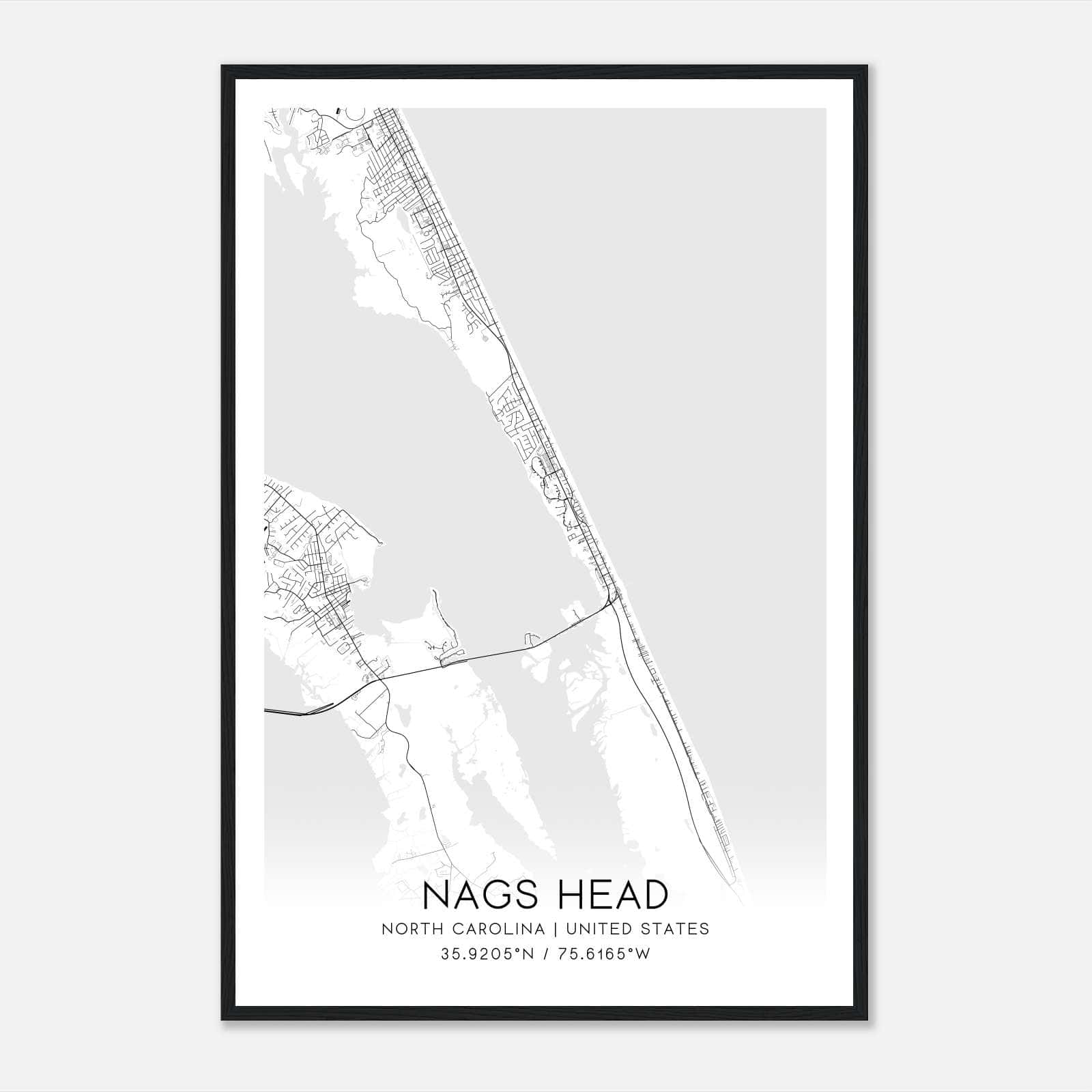 Nags Head North Carolina Map Poster, Modern Home Decor Wall Art Print Nags Head North Carolina Map Poster, Modern Home Decor Wall Art Print