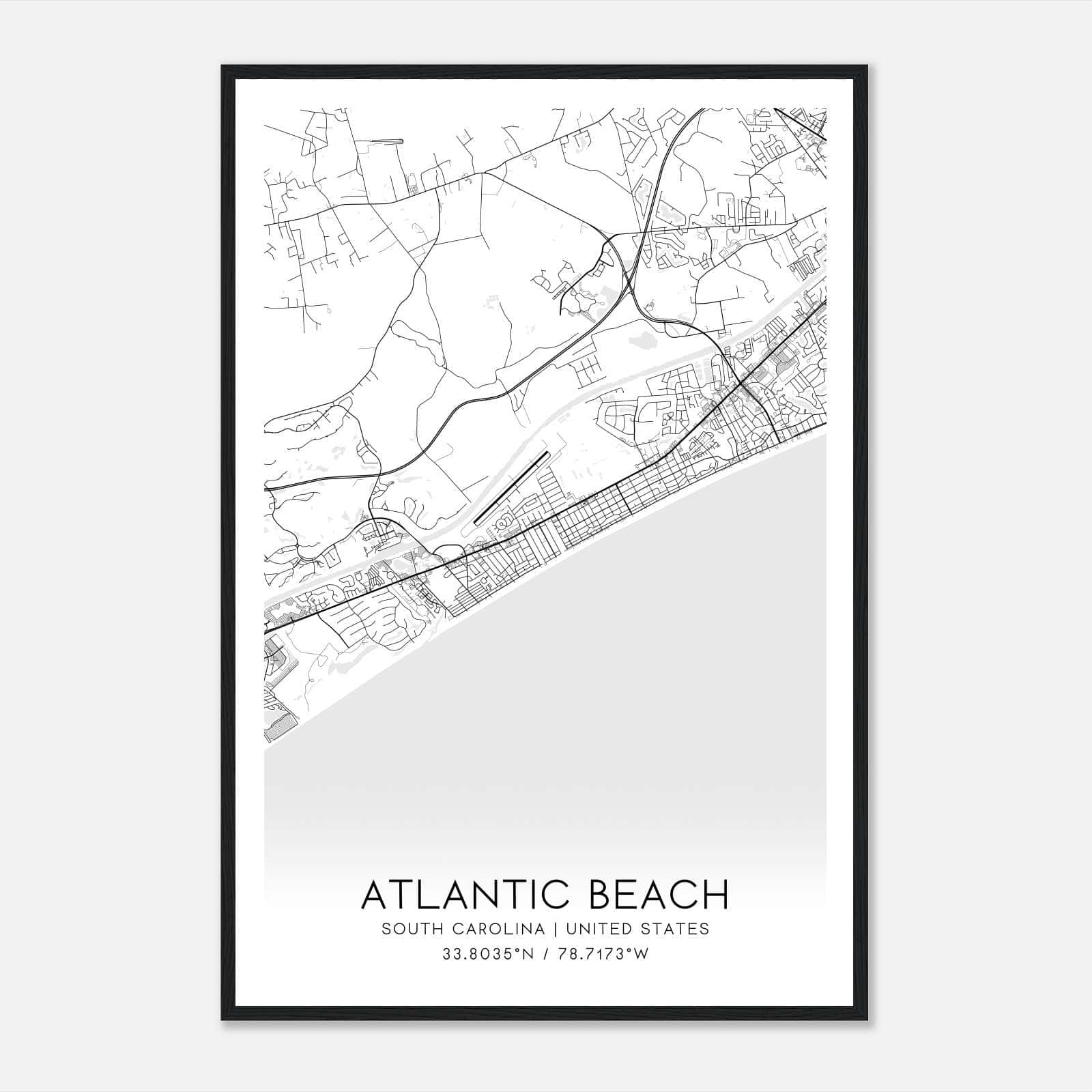 Atlantic Beach South Carolina Map Poster, Modern Home Decor Wall Art Print Atlantic Beach South Carolina Map Poster, Modern Home Decor Wall Art Print