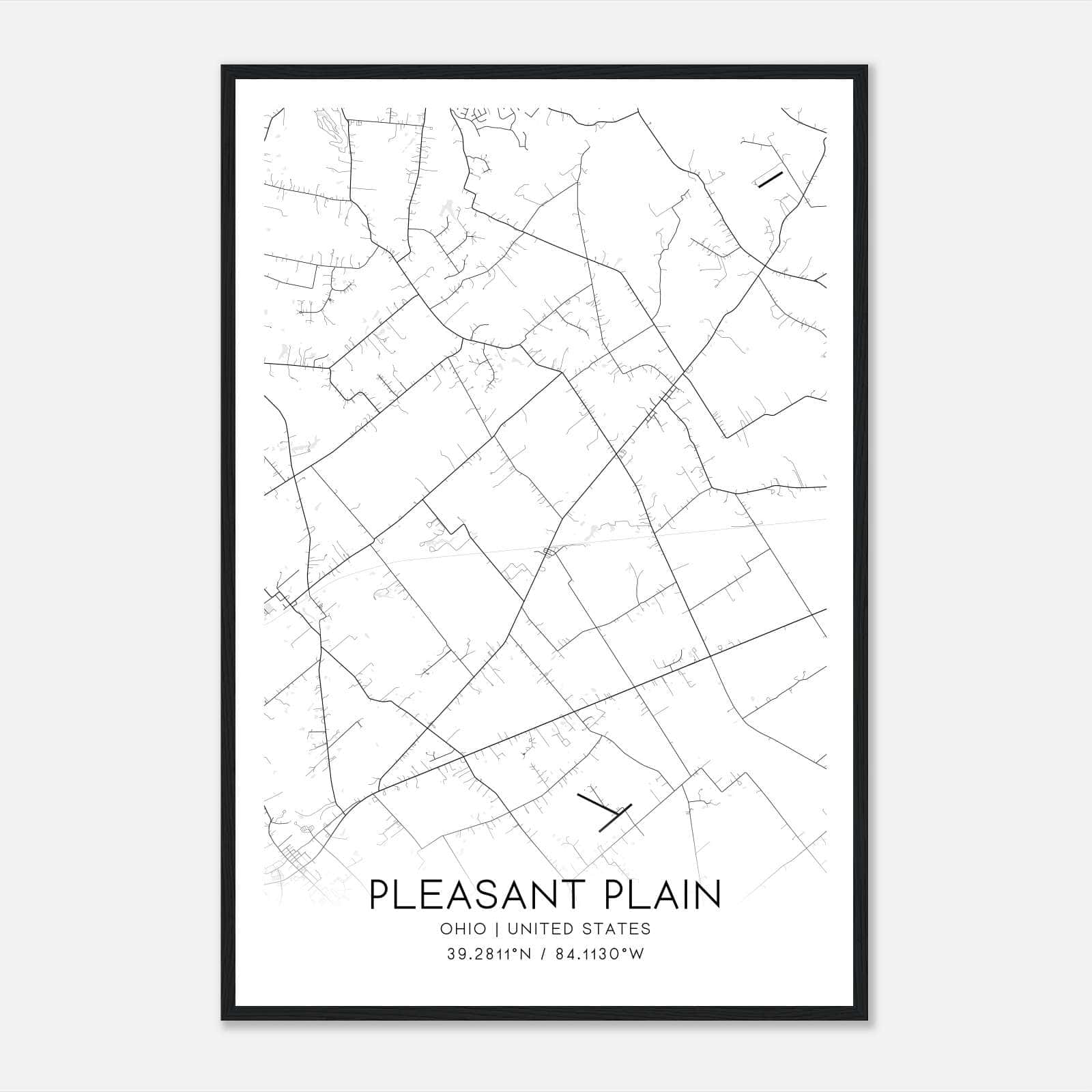 Pleasant Plain Ohio Map Poster, Modern Home Decor Wall Art Print Pleasant Plain Ohio Map Poster, Modern Home Decor Wall Art Print