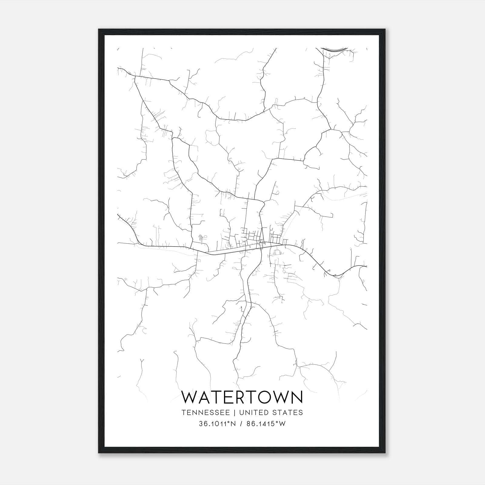 Watertown Tennessee Map Poster, Modern Home Decor Wall Art Print Watertown Tennessee Map Poster, Modern Home Decor Wall Art Print
